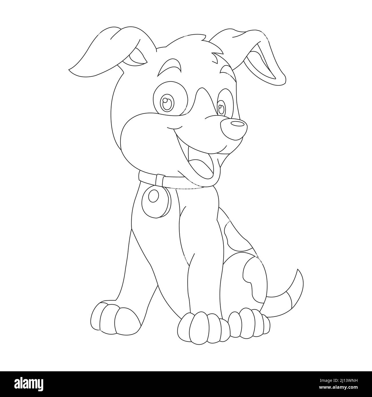 Mignon chiot chien contour page de coloriage pour enfants animal coloriage livre dessin animé vecteur illustration Illustration de Vecteur