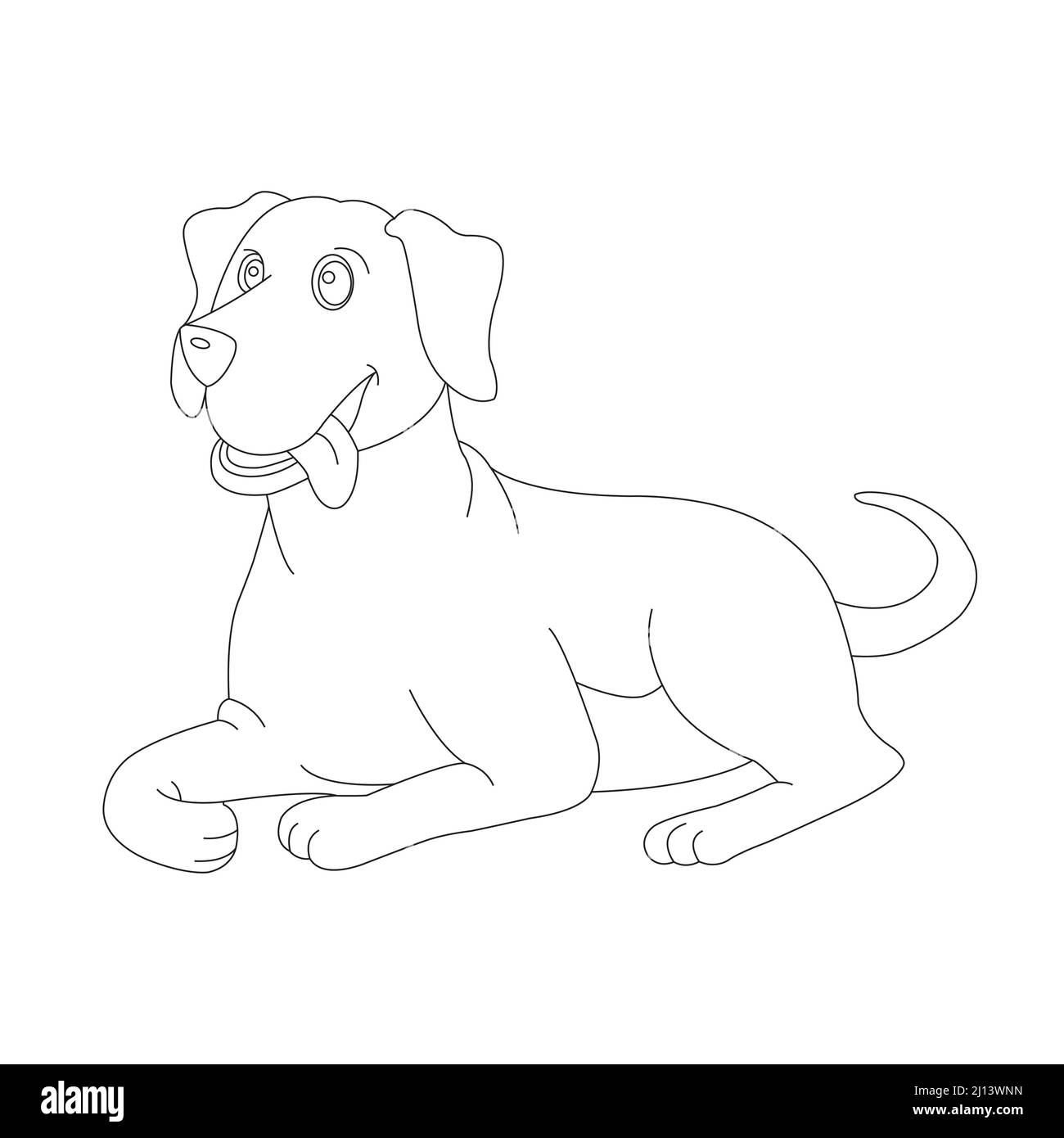 Mignon chiot chien contour page de coloriage pour enfants animal coloriage livre dessin animé vecteur illustration Illustration de Vecteur