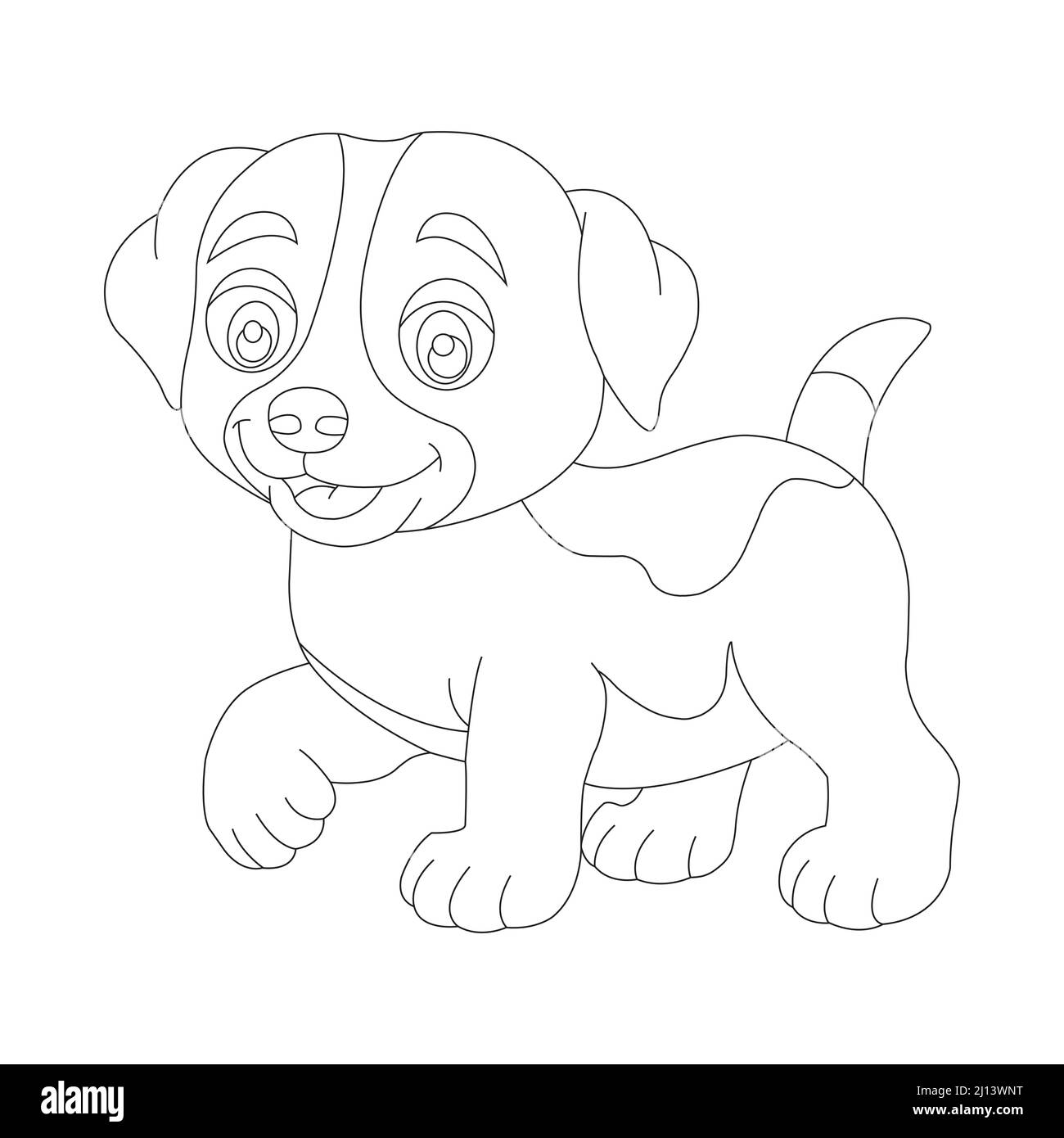 Mignon chiot chien contour page de coloriage pour enfants animal coloriage livre dessin animé vecteur illustration Illustration de Vecteur
