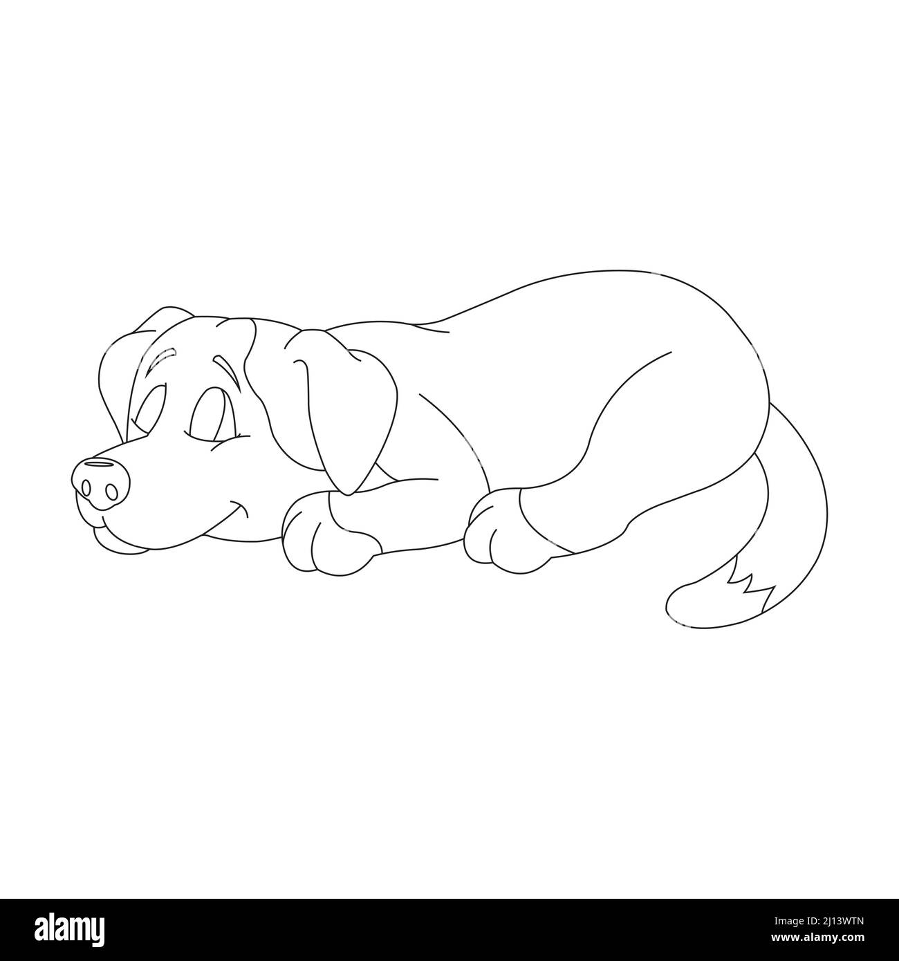 Mignon chiot chien contour page de coloriage pour enfants animal coloriage livre dessin animé vecteur illustration Illustration de Vecteur