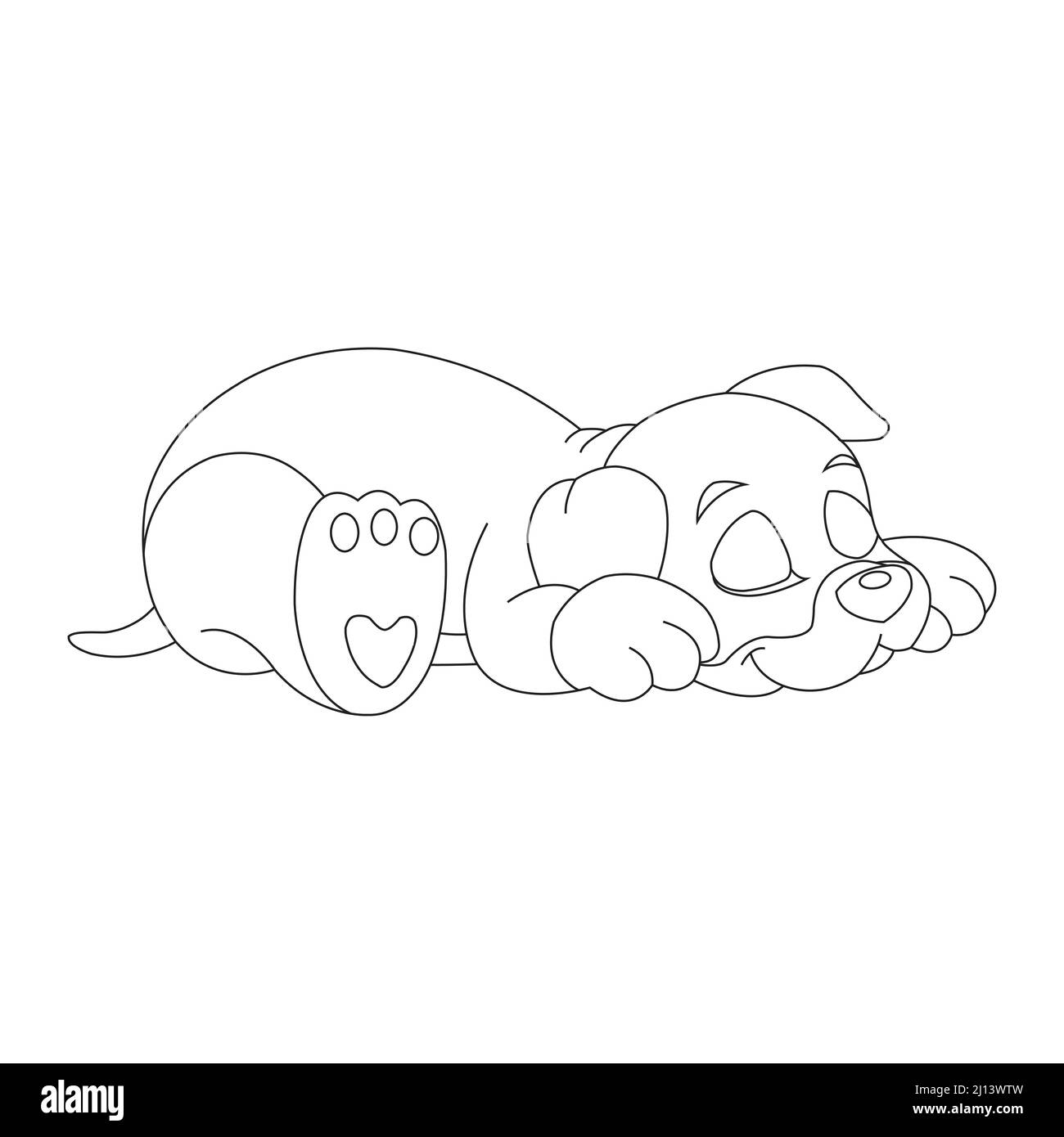 Mignon chiot chien contour page de coloriage pour enfants animal coloriage livre dessin animé vecteur illustration Illustration de Vecteur