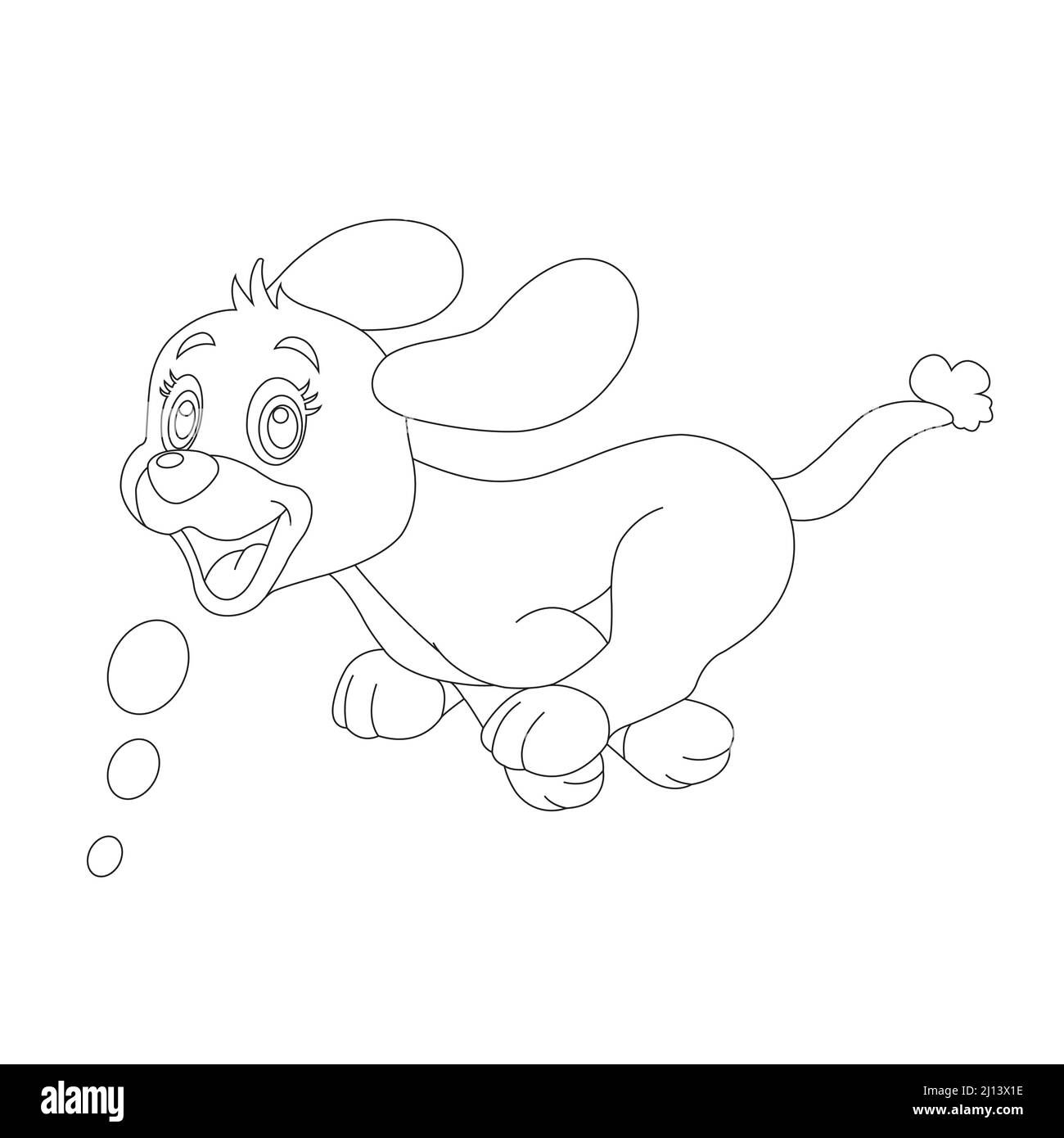 Mignon chiot chien contour page de coloriage pour enfants animal coloriage livre dessin animé vecteur illustration Illustration de Vecteur