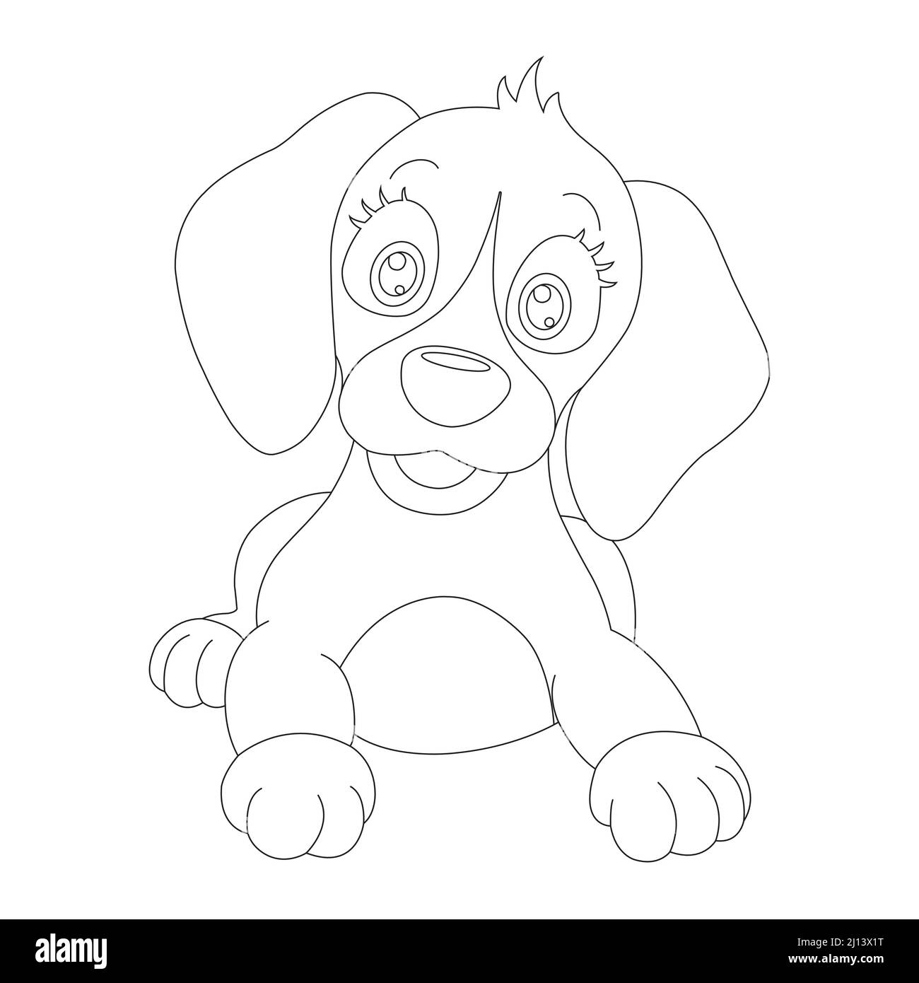 Mignon chiot chien contour page de coloriage pour enfants animal coloriage livre dessin animé vecteur illustration Illustration de Vecteur