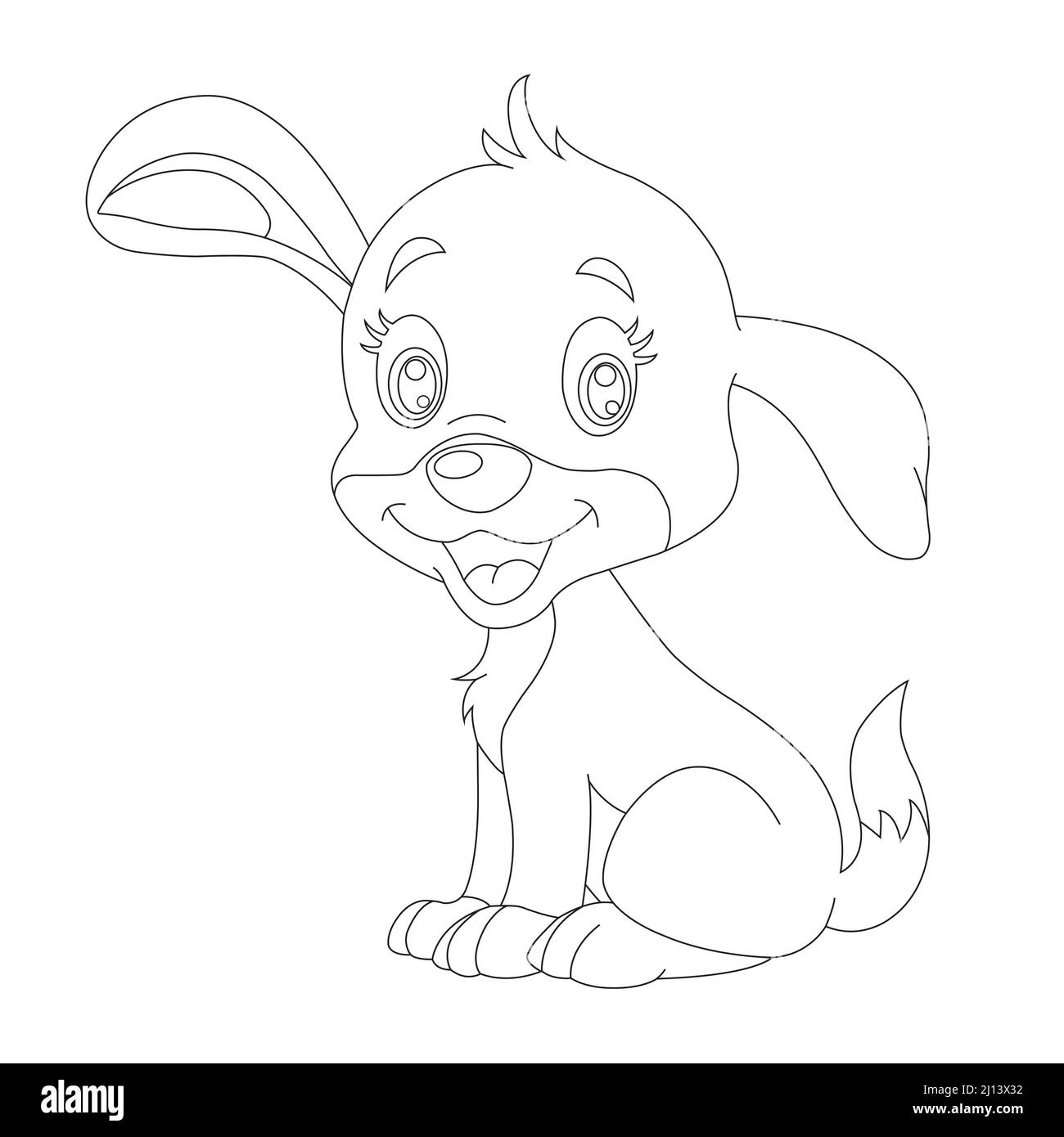 Mignon chiot chien contour page de coloriage pour enfants animal coloriage livre dessin animé vecteur illustration Illustration de Vecteur