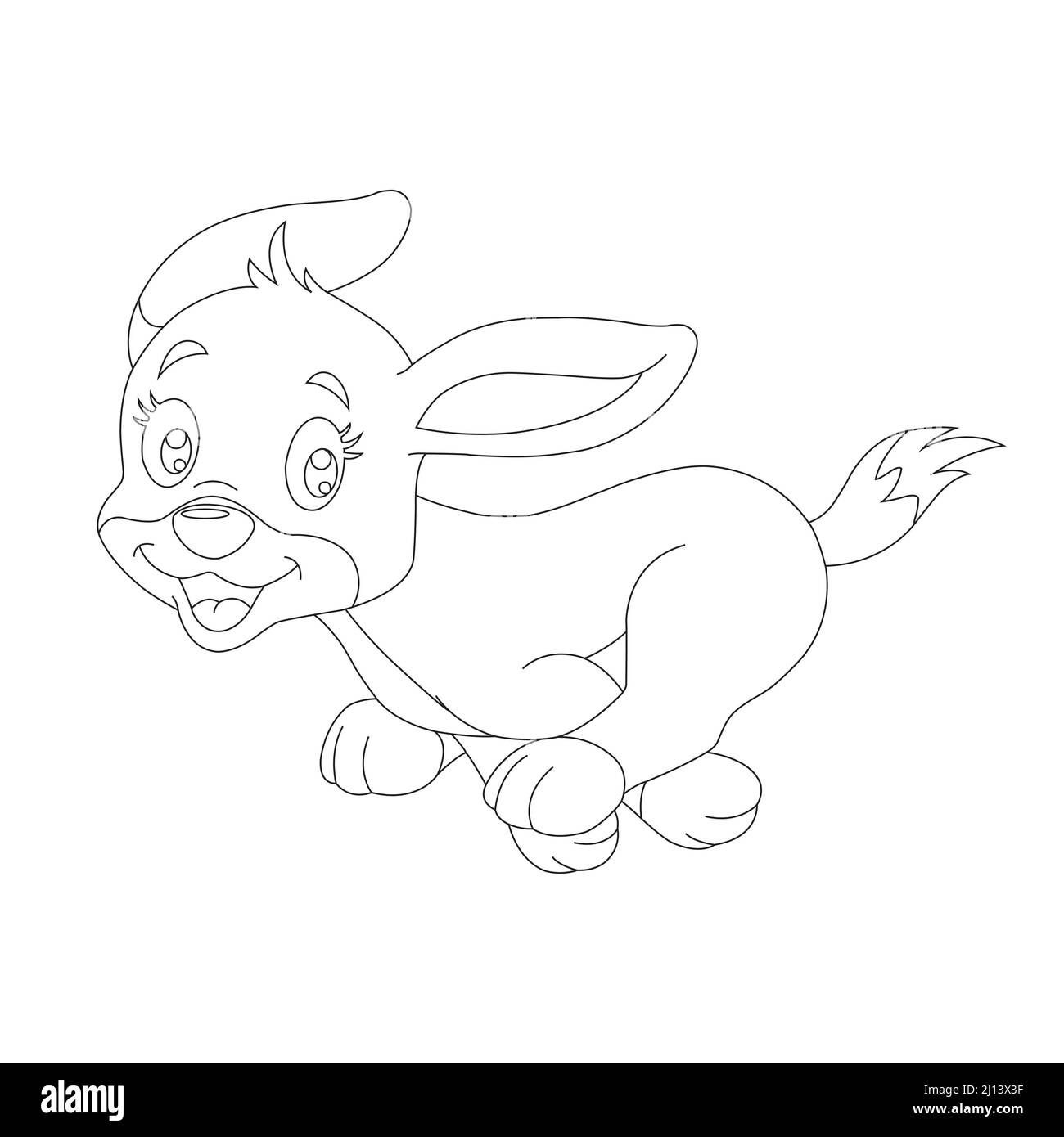 Mignon chiot chien contour page de coloriage pour enfants animal coloriage livre dessin animé vecteur illustration Illustration de Vecteur
