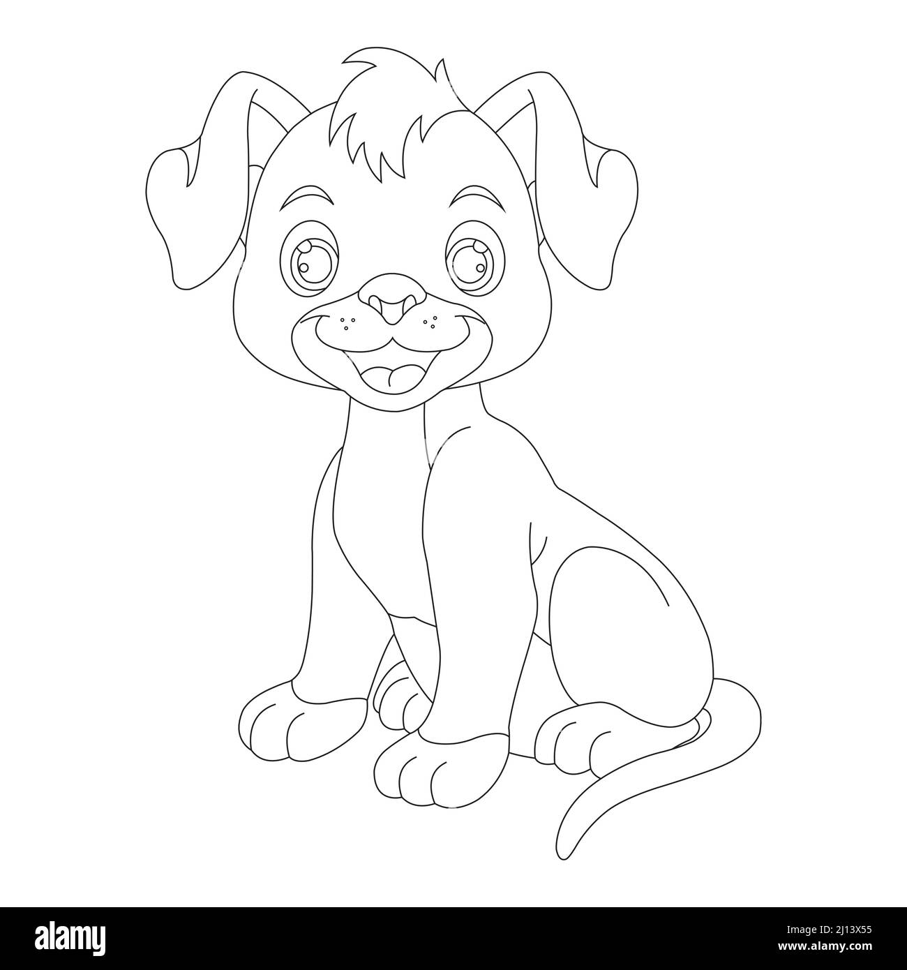 Mignon chiot chien contour page de coloriage pour enfants animal coloriage livre dessin animé vecteur illustration Illustration de Vecteur