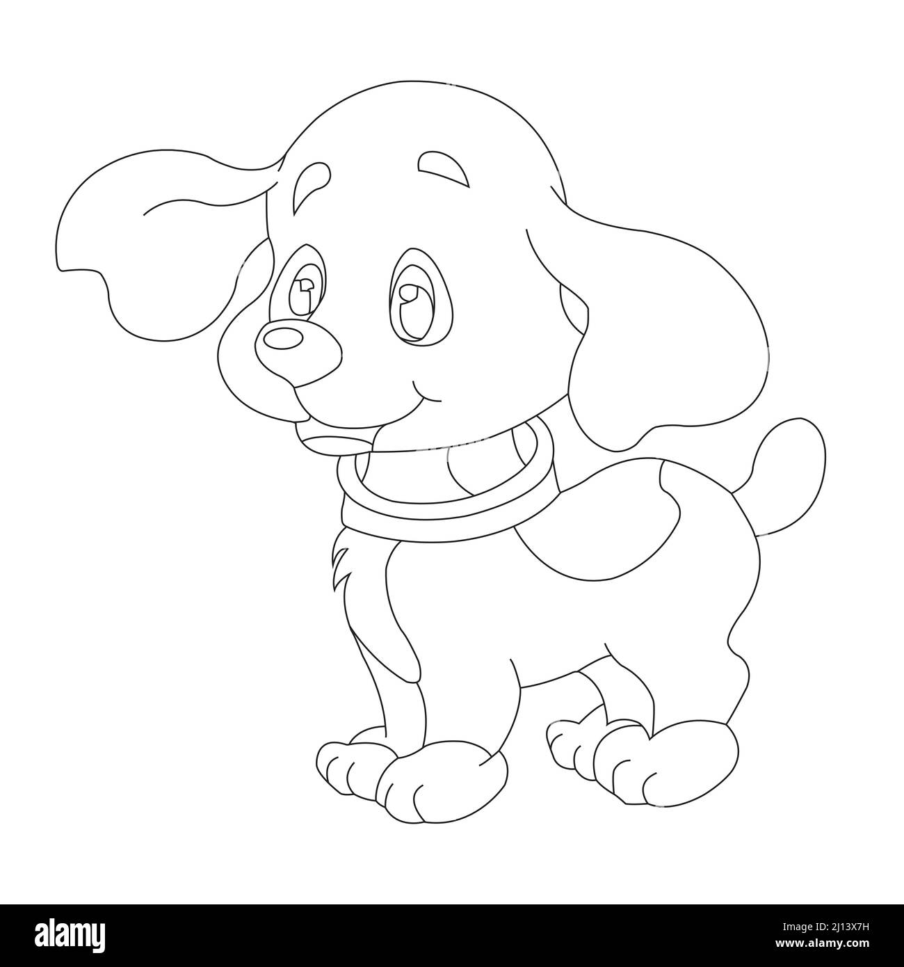 Mignon chiot chien contour page de coloriage pour enfants animal coloriage livre dessin animé vecteur illustration Illustration de Vecteur