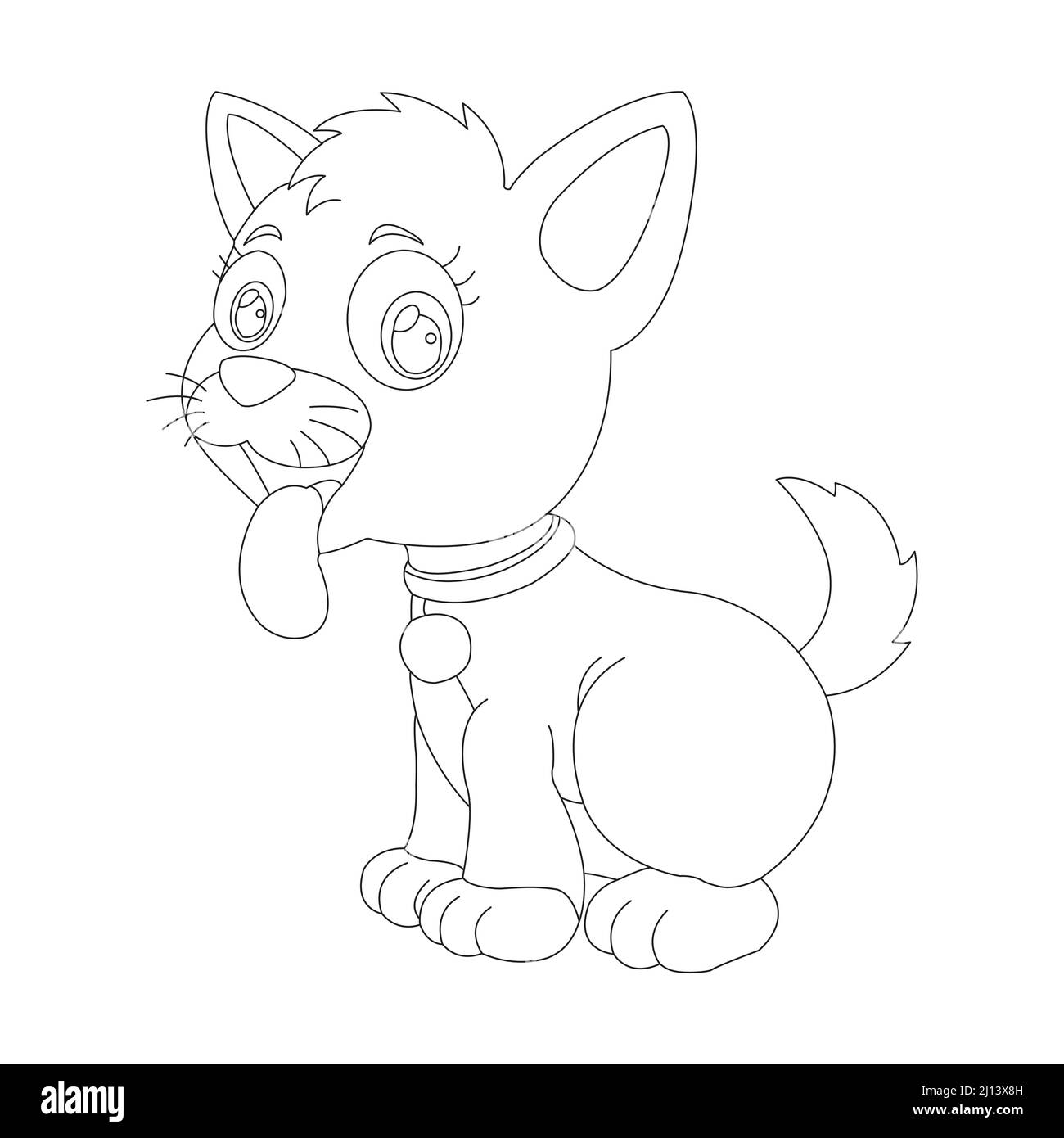 Mignon chiot chien contour page de coloriage pour enfants animal coloriage livre dessin animé vecteur illustration Illustration de Vecteur