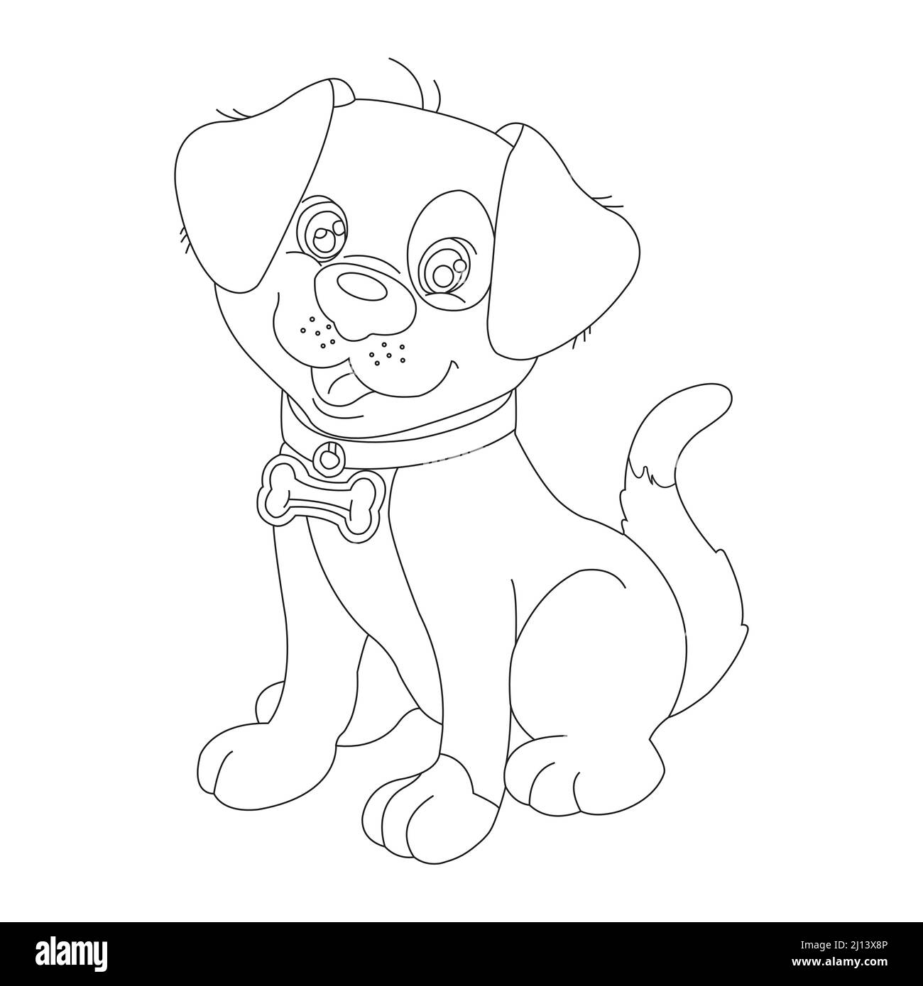 Mignon chiot chien contour page de coloriage pour enfants animal coloriage livre dessin animé vecteur illustration Illustration de Vecteur