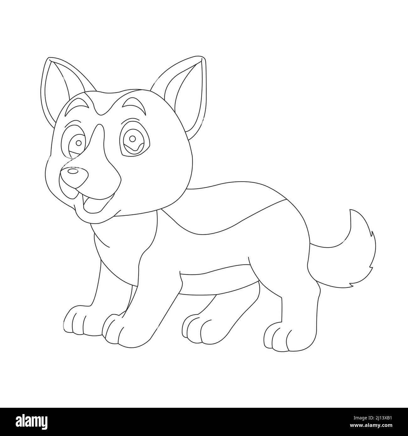 Mignon chiot chien contour page de coloriage pour enfants animal coloriage livre dessin animé vecteur illustration Illustration de Vecteur