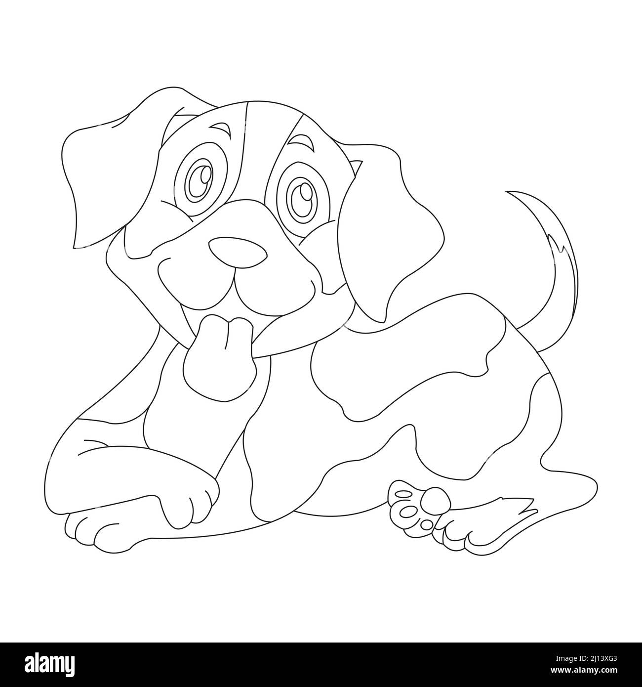 Mignon chiot chien contour page de coloriage pour enfants animal coloriage livre dessin animé vecteur illustration Illustration de Vecteur