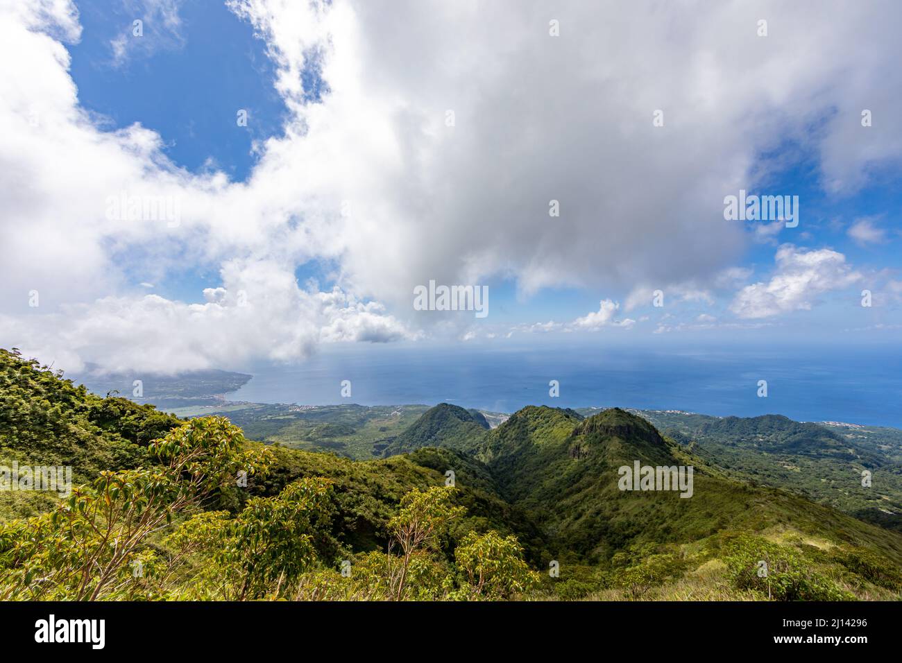 Randonnée jusqu'au sommet du Mont Pelée, Martinique, Antilles françaises Banque D'Images