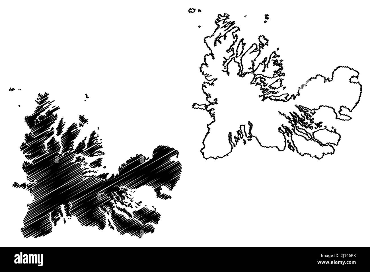 Illustration vectorielle de la carte des îles Kerguelen (France, République française), croquis à tracer carte des îles de la Désolation Illustration de Vecteur