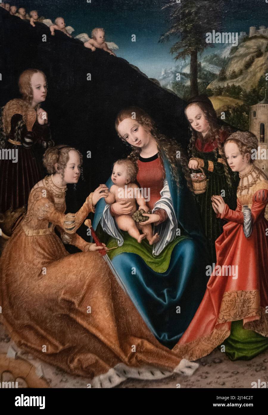 Lucas Cranach l'aîné - le mariage mystique de Sainte Catherine d'Alexandrie (1516-18) Banque D'Images