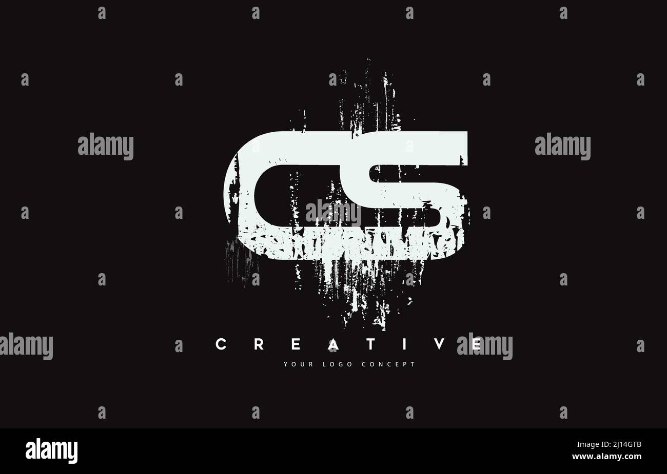 CS C S Grunge Brush lettre logo Design en blanc. Illustration du vecteur de lettres au pinceau créatif. Illustration de Vecteur