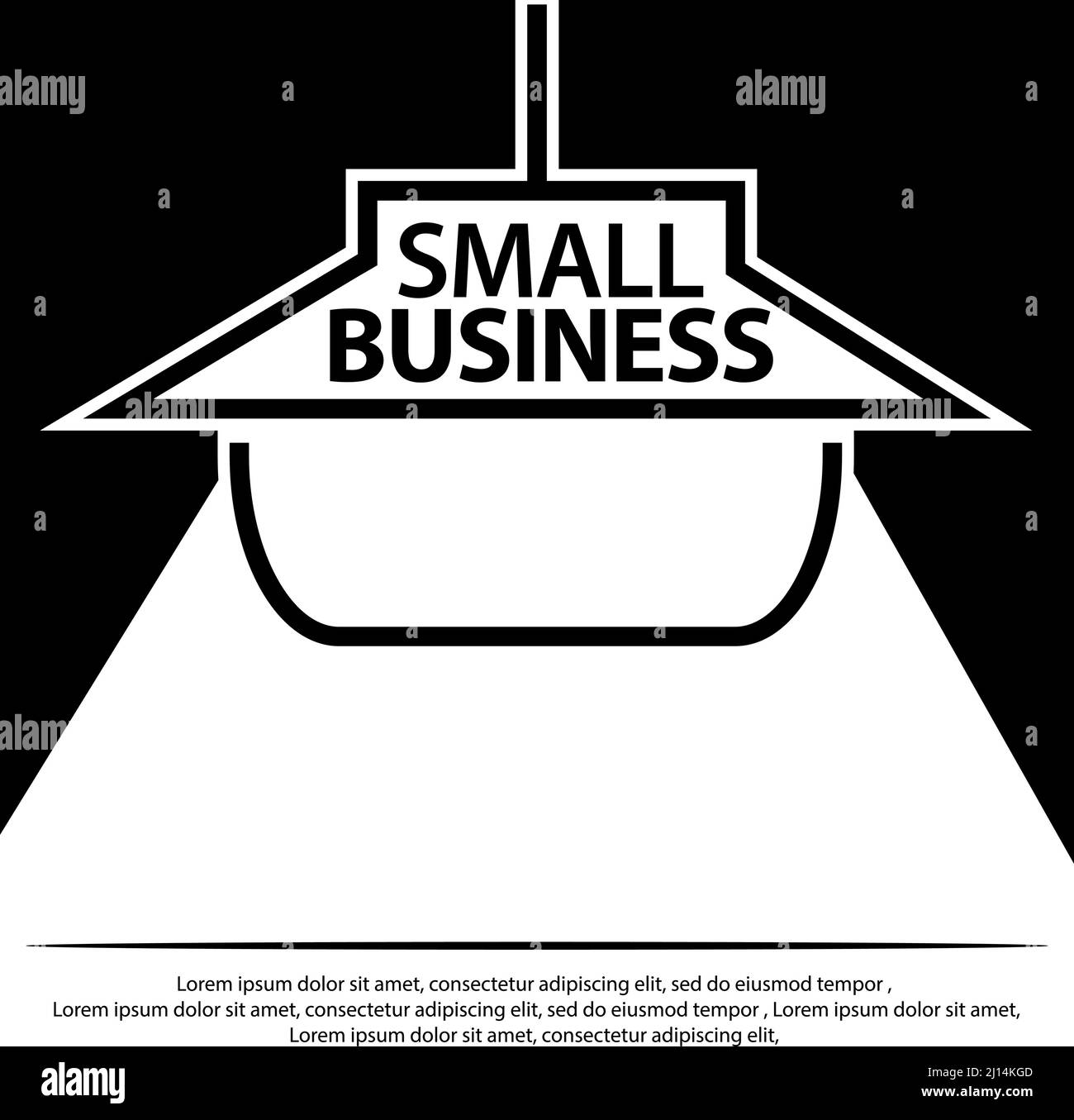 Illustration conceptuelle des idées de démarrage des petites entreprises. Illustration vectorielle sur fond noir. Illustration de Vecteur