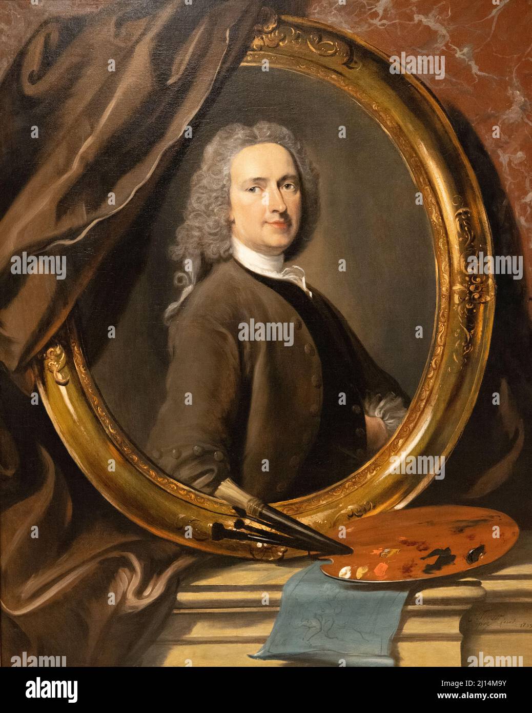 Cornelis Troost, 'Portrait self', 1739, 18th siècle, peintre hollandais basé à Amsterdam. Huile sur toile. Banque D'Images Cornelis Troost, 'Portrait self', 1739, 18th siècle, peintre hollandais basé à Amsterdam. Huile sur toile. Banque D'Images