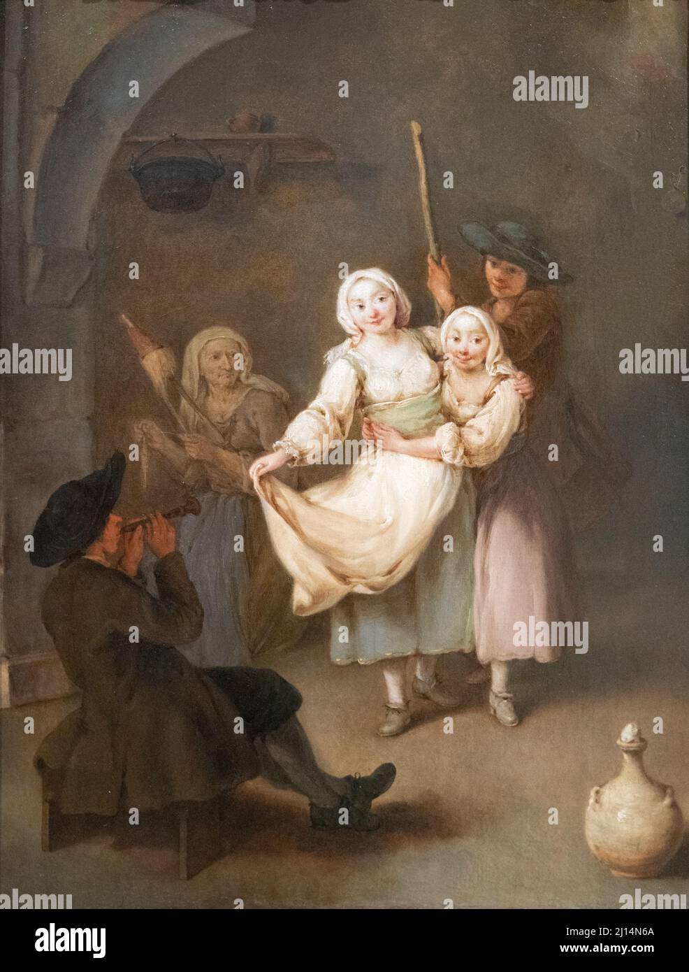 Pietro Longhi painting, 'la danse' 1750, vieux maître italien du 18th siècle, huile sur toile Banque D'Images