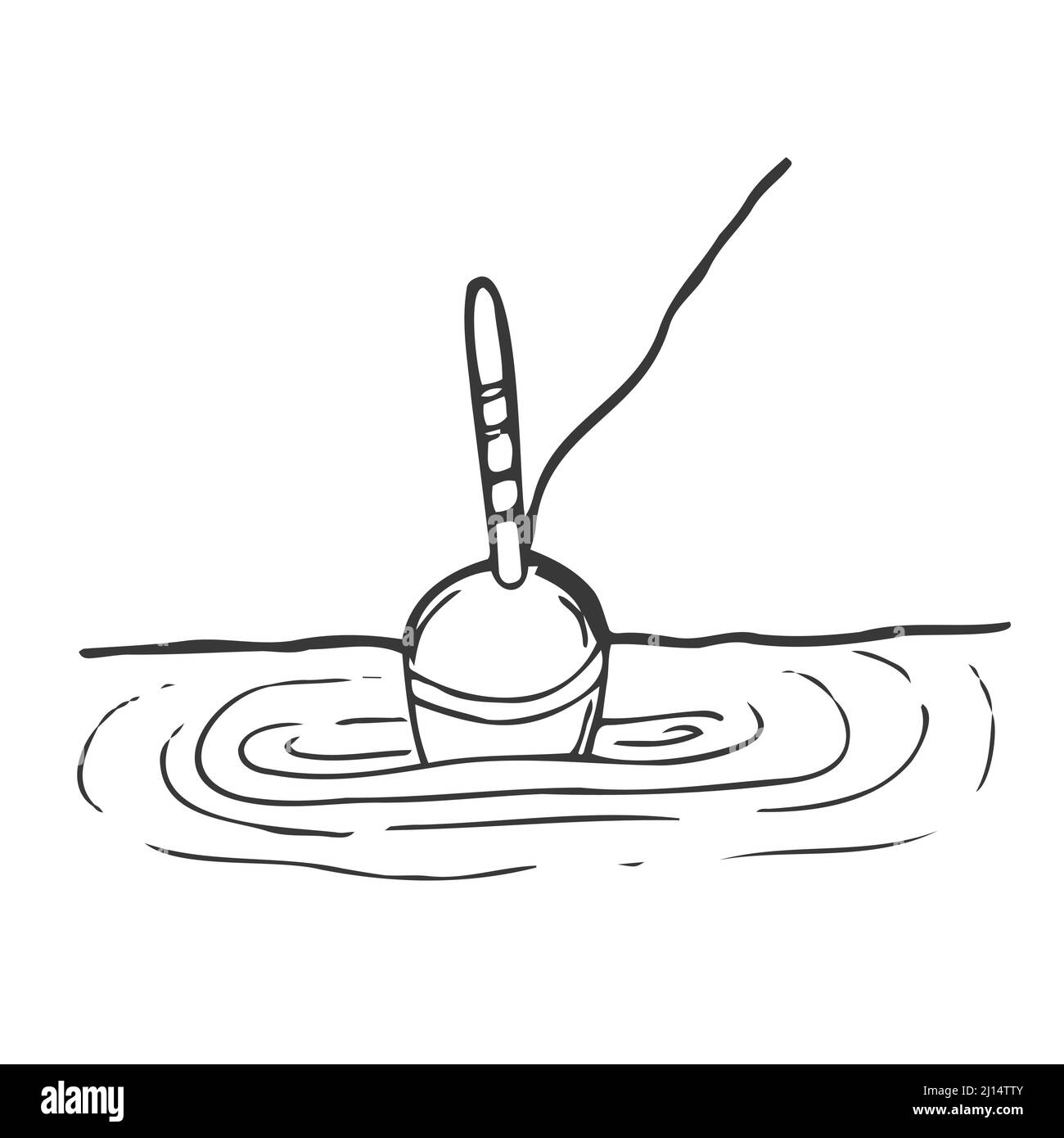 dessin de ligne du flotteur de pêche. Plaque de float TeFishing pour vos travaux de conception. Illustration vectorielle. Illustration de Vecteur