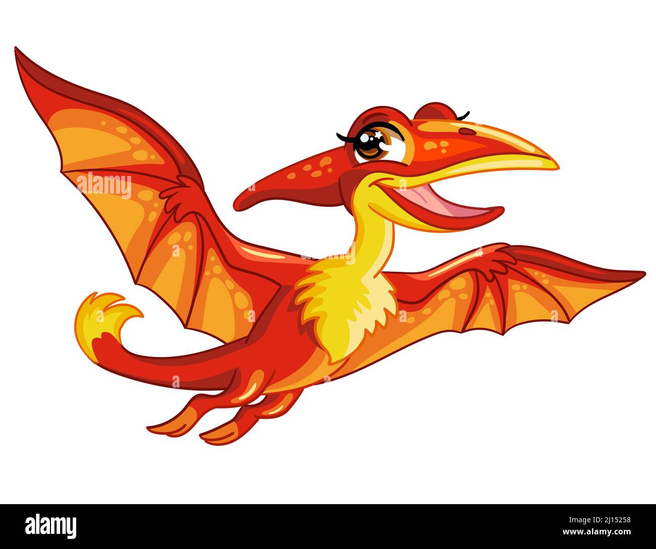 Mignon dessin animé bébé dinosaure personnage amical tyrannosaurus avec papillon. Illustration vectorielle isolée sur blanc. Pour l'impression, le design, la publicité, la Illustration de Vecteur