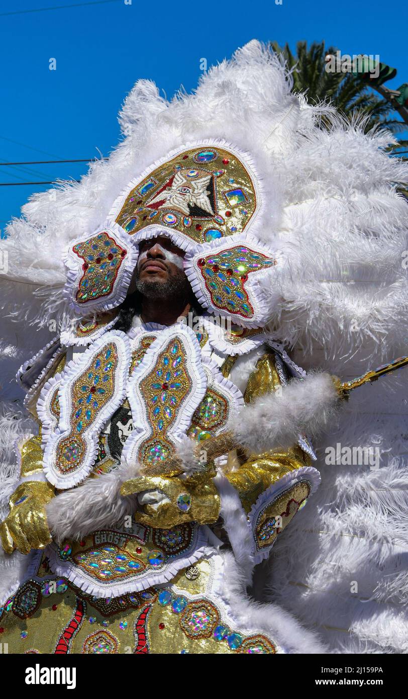 Mardi gras Indian Krewe Parade le Super Sunday à la Nouvelle-Orléans Banque D'Images