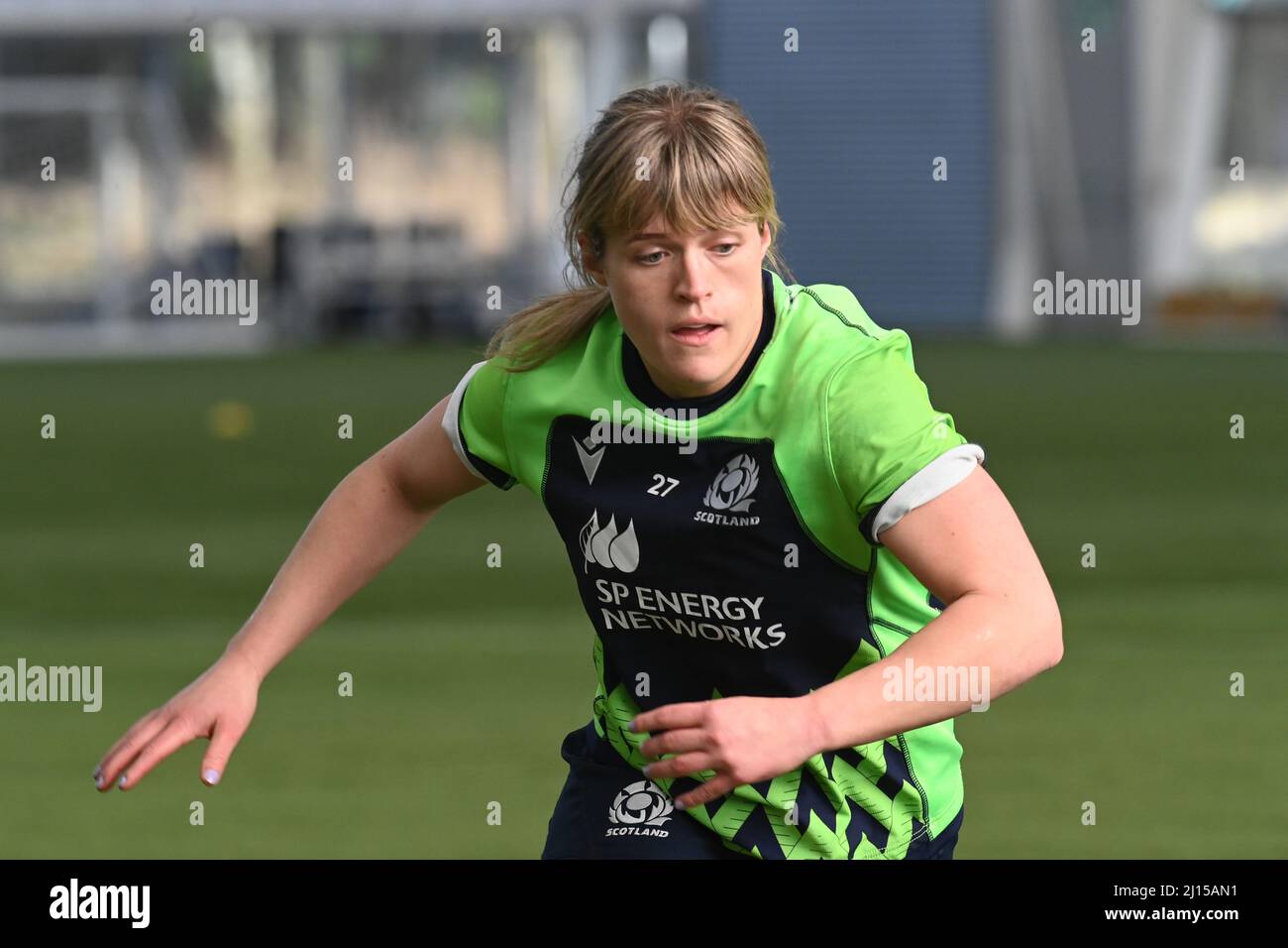 Oriam Sports Center Edinburgh.Scotland.UK. 22nd mars 22 .session d'entraînement de l'Écosse pour le match de rugby des six Nations de TikTok contre l'Angleterre . Scotland Hannah Smith crédit: eric mccowat/Alay Live News Banque D'Images