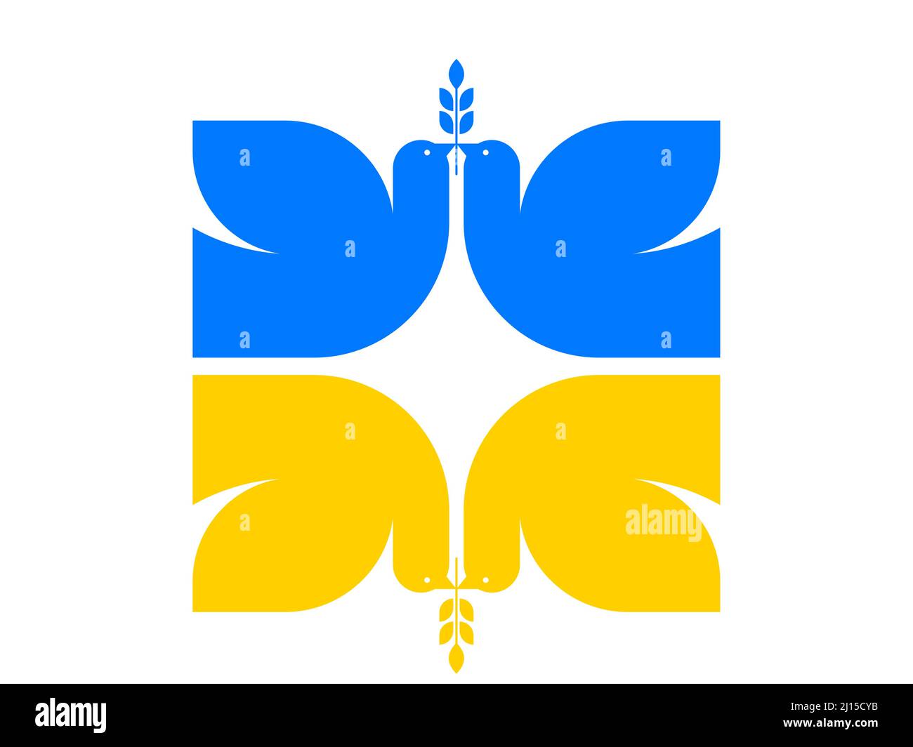 Oiseau volant, colombe comme un symbole de paix. Support Ukraine, Stand with Ukraine bannière et affiche en jaune et bleu couleurs Illustration de Vecteur
