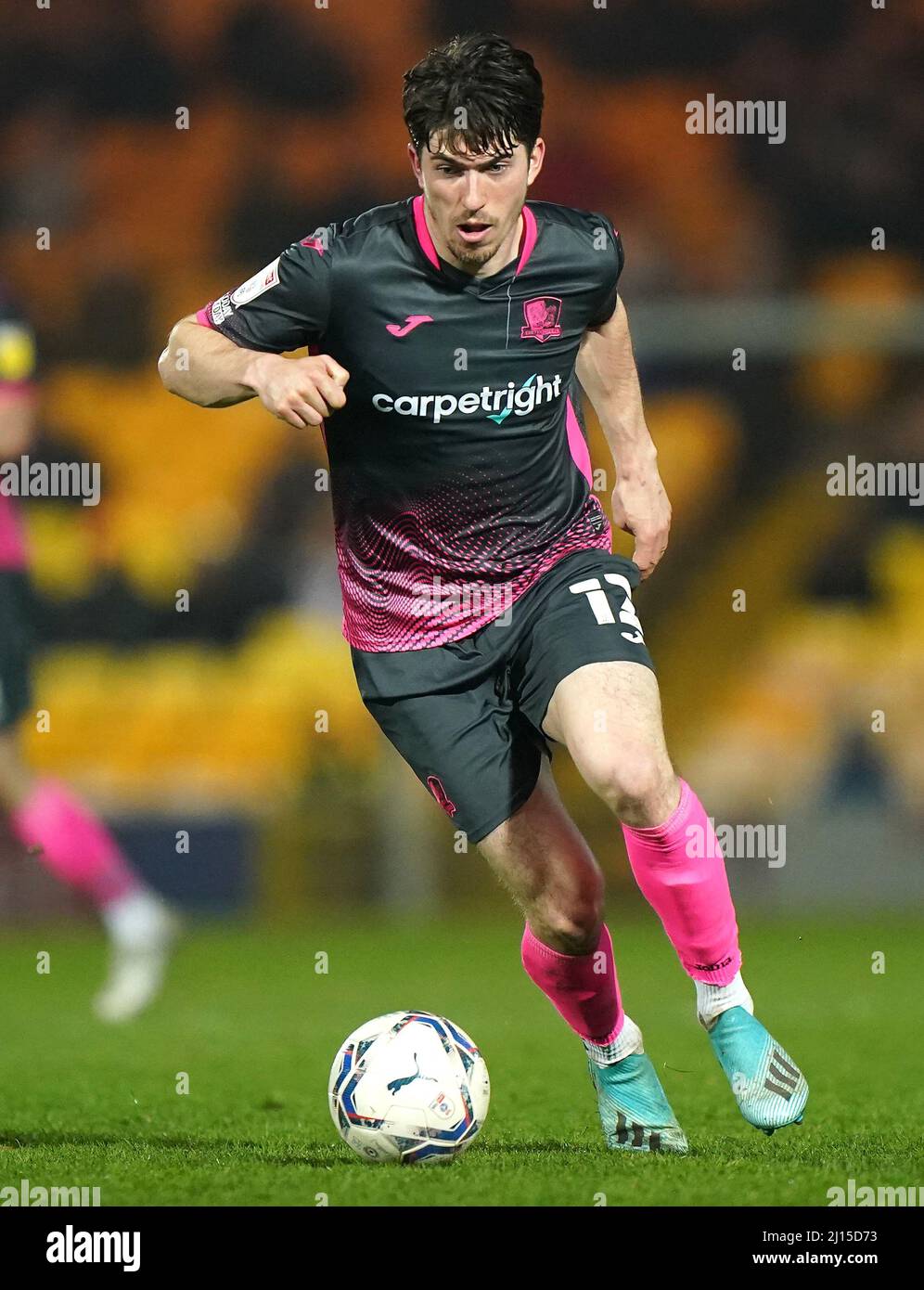 Josh Key d'Exeter City en action pendant le match Sky Bet League Two au parc Vale, Stoke-on-Trent. Date de la photo: Mardi 22 mars 2022. Banque D'Images