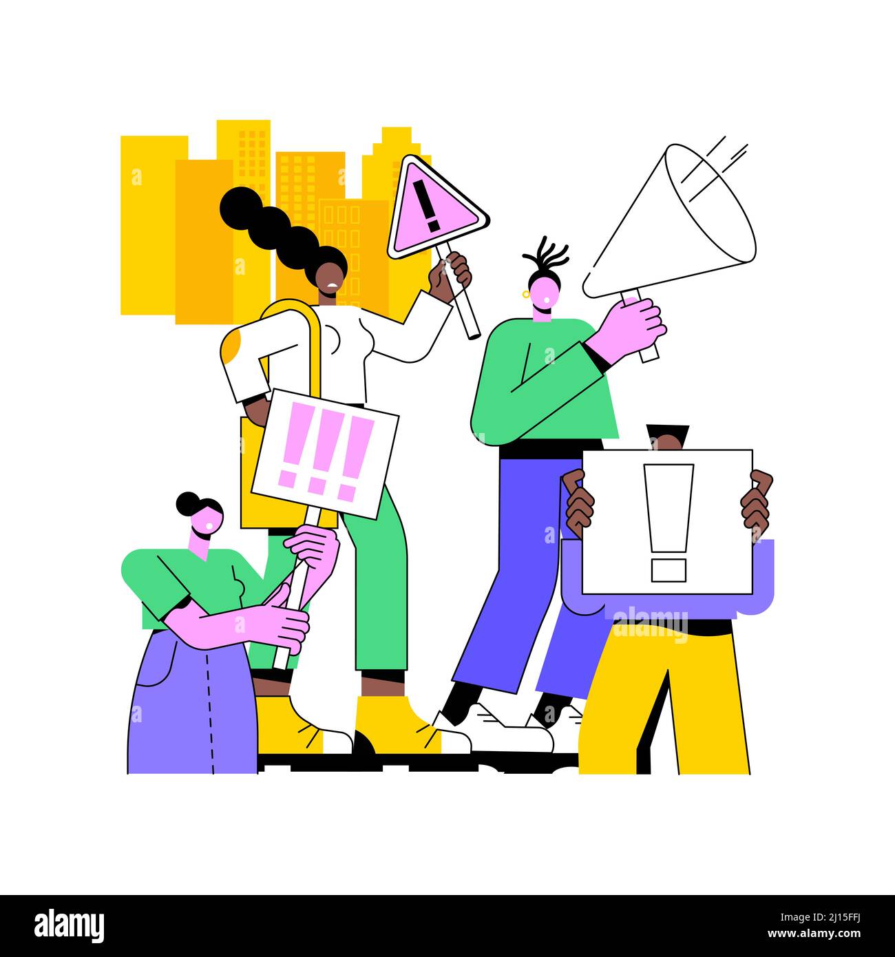 Illustration du vecteur de concept abstrait du mouvement social. Grande foule, protestation de masse, changement social ou politique, action de groupe, mouvement démocratique, droits politiques, métaphore abstraite de propagande. Illustration de Vecteur