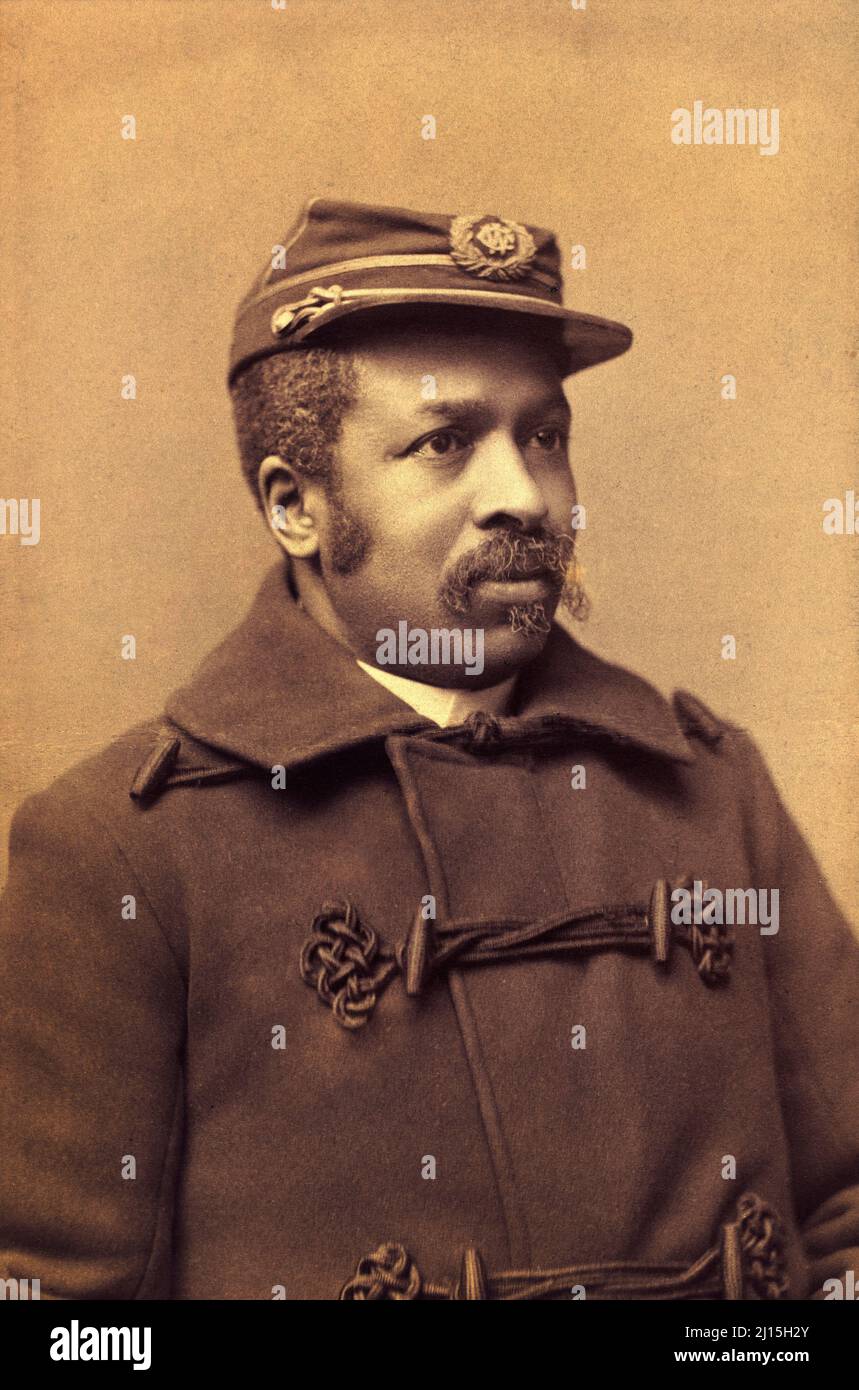 Christian Fleetwood (1840-1914), officier afro-américain de l'armée de l'Union pendant la guerre de Sécession américaine, récipiendaire de la Médaille d'honneur pour ses actions à la bataille de la ferme de Chffin en 1864, Merritt et VanWagner, 1890 Banque D'Images