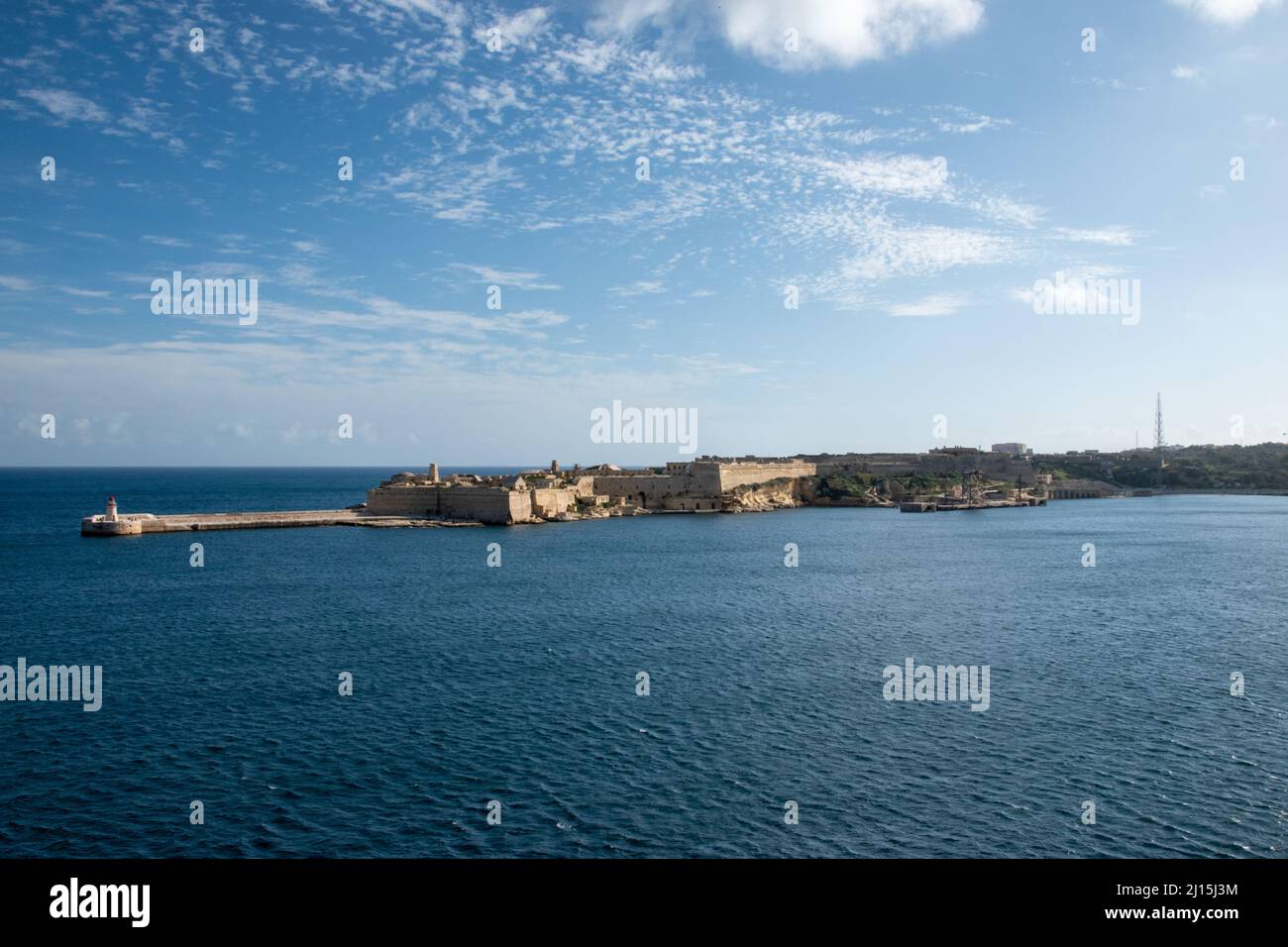 Fort Ricasoli et Breakwater, Kalkara, Valette Grand Harbour, Malte, décembre 2nd, 2019. Construit par l'ordre de Saint-Jean entre 1670 et 1698. Banque D'Images