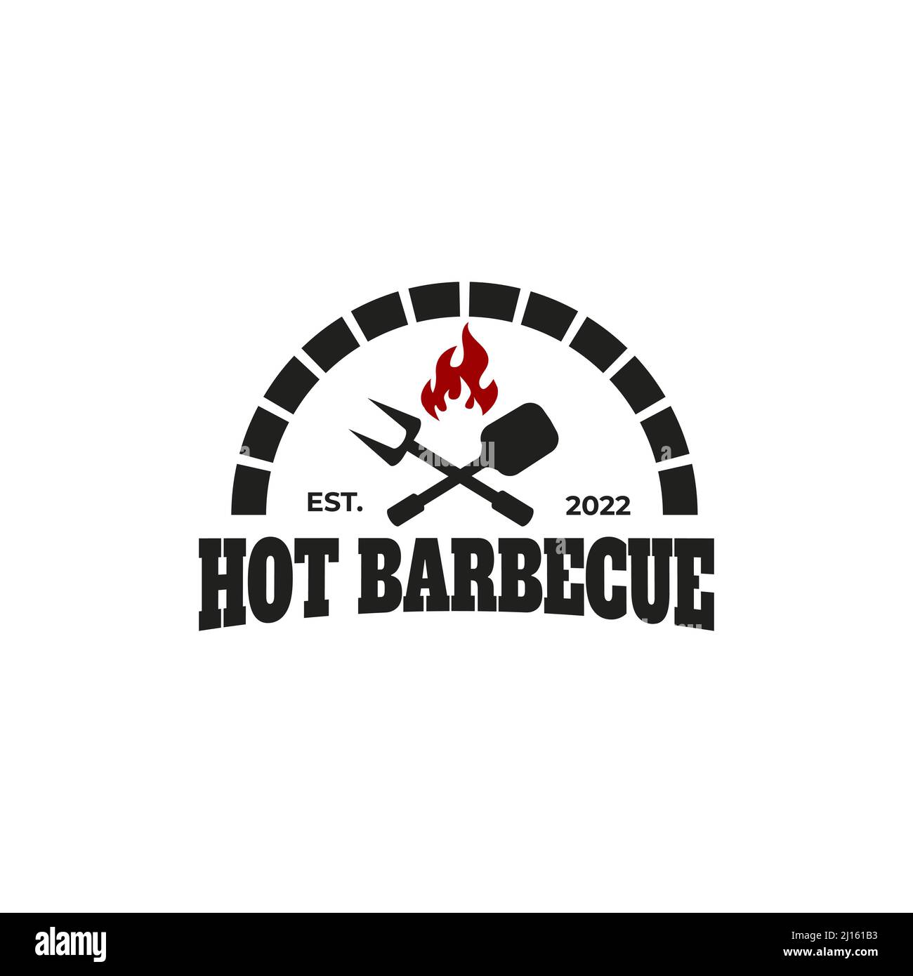 Logo barbecue. design plat. Concept simple vintage Illustration de Vecteur