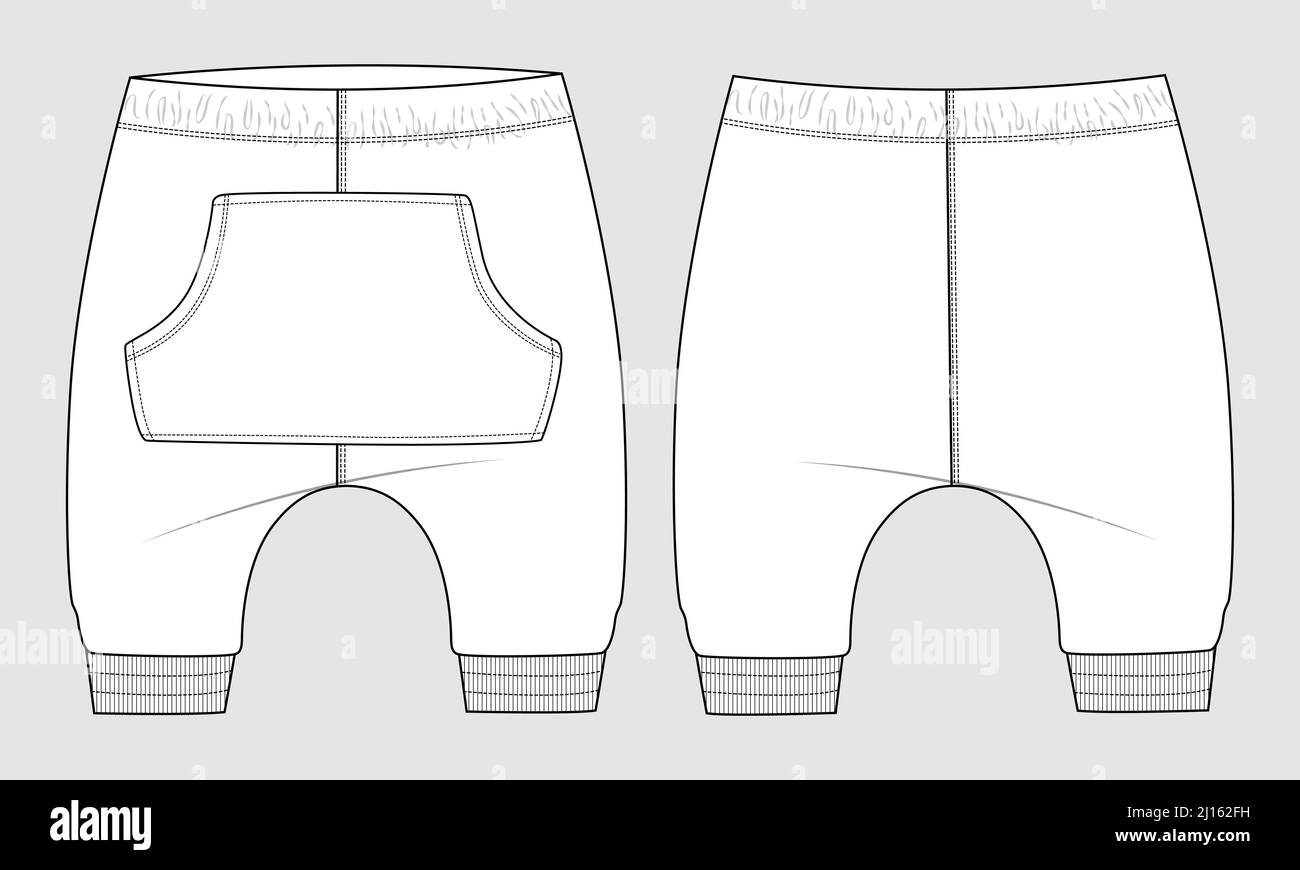 Pantalon de survêtement mode dessin plat modèle d'illustration vectoriel pour enfants. Vêtement maquette de conception de vêtements CAD. Illustration de Vecteur