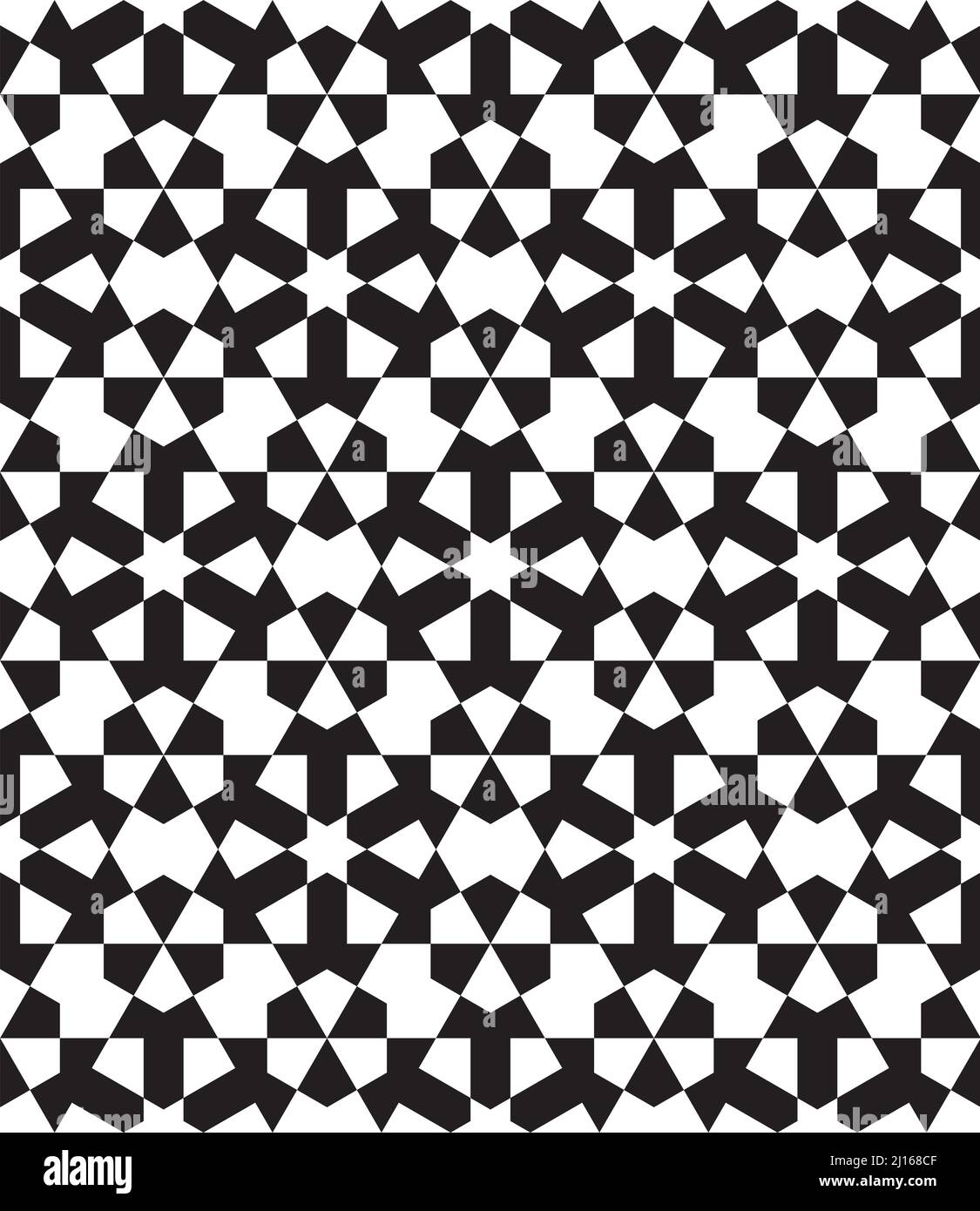Décoration géométrique sans couture basée sur l'art islamique traditionnel noir et blanc. Excellent design pour le tissu, le textile, la couverture, le papier d'emballage, l'arrière-plan. Illustration de Vecteur