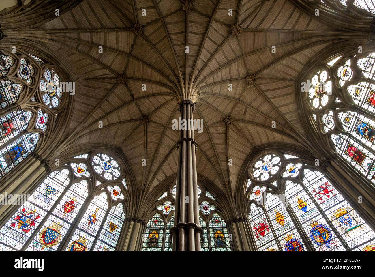 Londres, Westminster Abbey, Chapter House, Kapitelsaal, Sterngewölbe , Saint-Sankt, Saint Banque D'Images