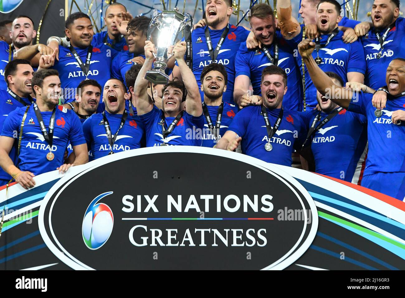 Julien Mattia / le Pictorium - France - Angleterre rugby - 20/3/2022 - France / Ile-de-France (région) / Paris - victoire du XV de France contre Banque D'Images