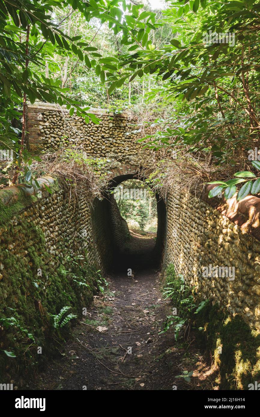 Pont Lovelace, l'un des 10 ponts historiques Lovelace en flanelle et brique rouge dans les collines de Surrey, près de Horsley, Surrey, Angleterre, Royaume-Uni Banque D'Images