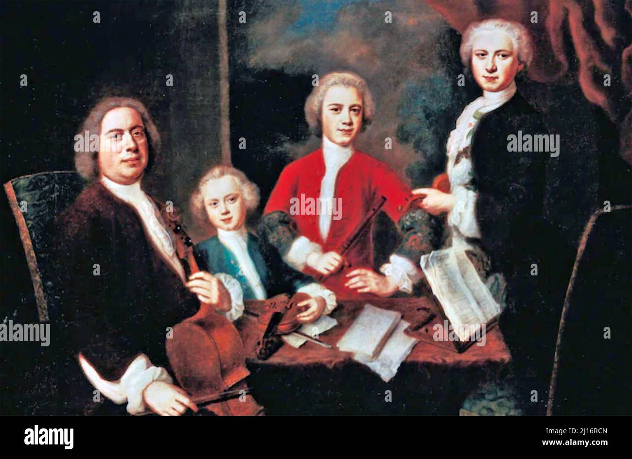 JOHAN SEBASTIAN BACH (1685-1750) compositeur baroque allemand avec fils bis peint par Balthasar Denner en 1730 Banque D'Images