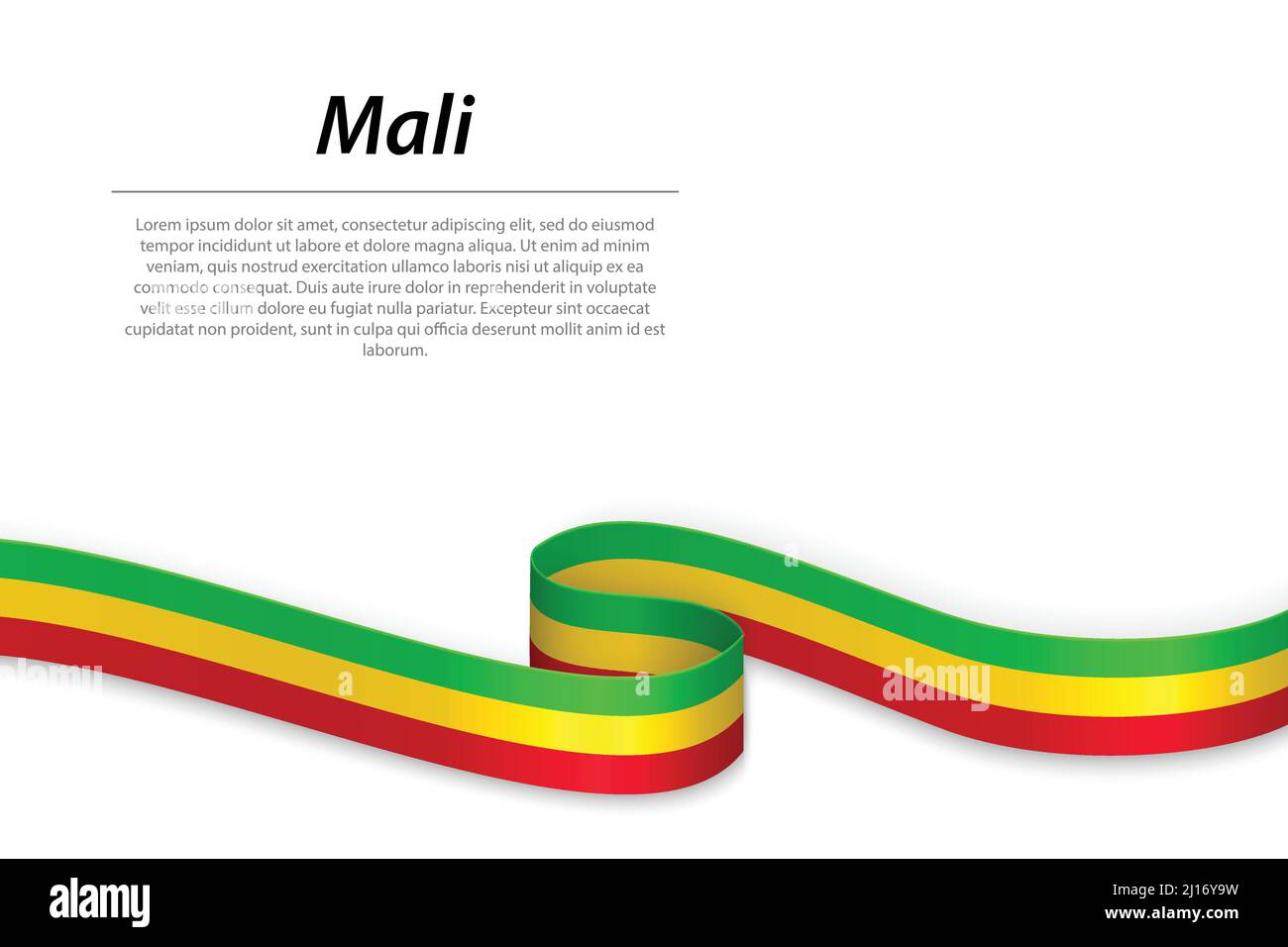 Forme un ruban ou une bannière avec un drapeau du Mali. Modèle pour la conception de l'affiche de la fête de l'indépendance Illustration de Vecteur