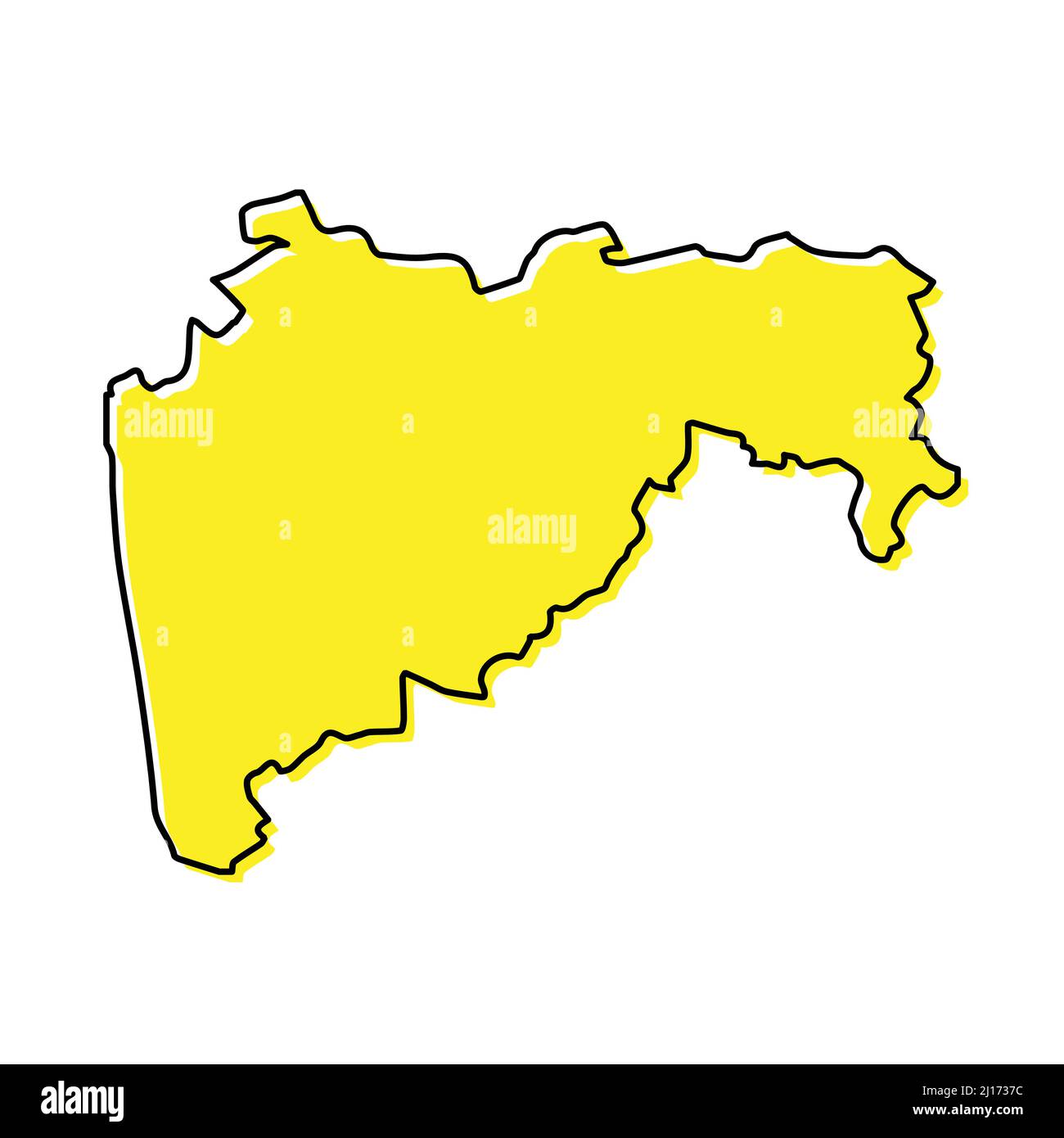 Carte simple de Maharashtra est un état de l'Inde. Lignes stylisées minimalistes Illustration de Vecteur