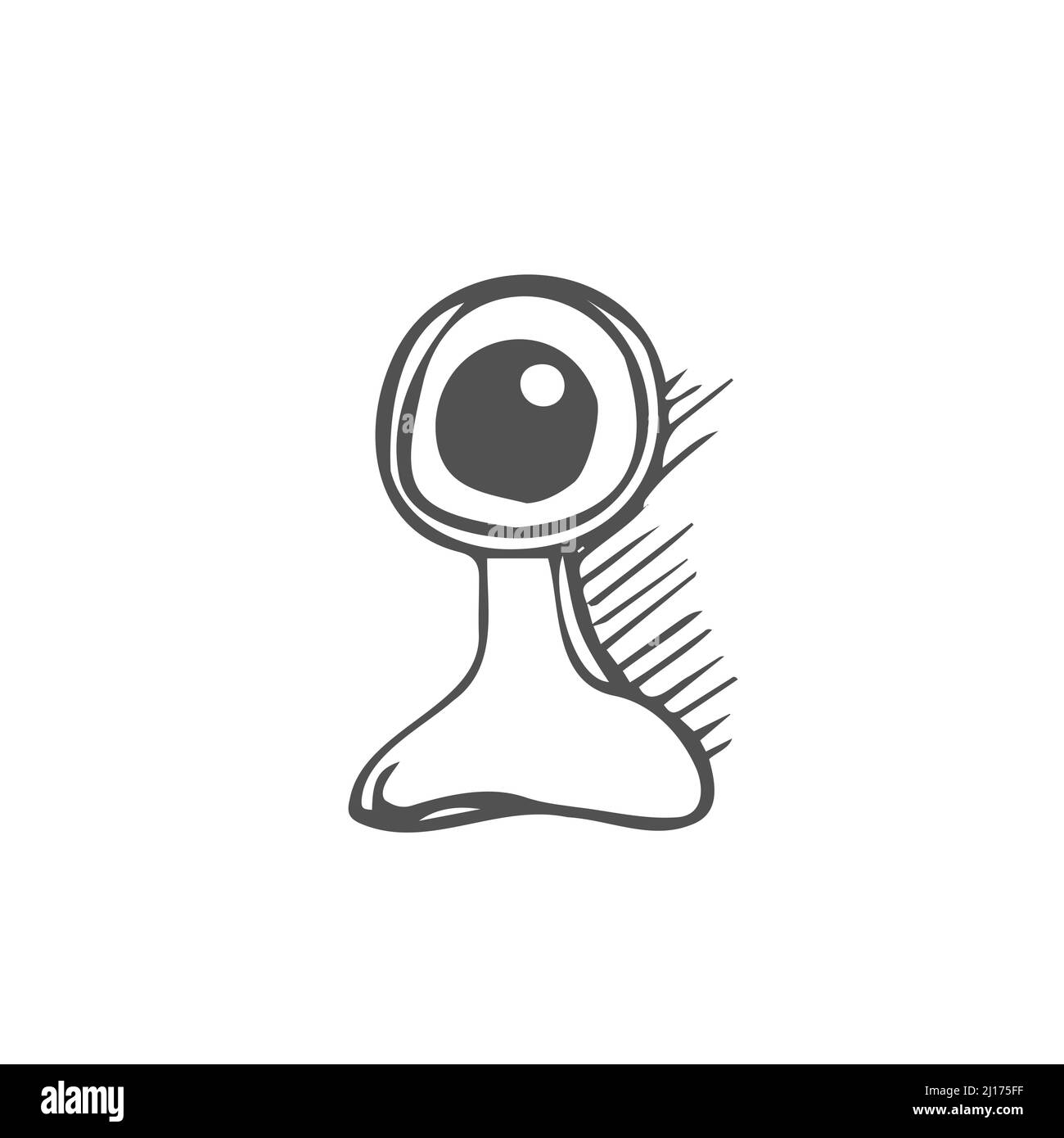 Icône représentant un contour dessiné à la main de la webcam. Caméra réseau et chat vidéo Web, concept de communication Internet. Illustration d'esquisse vectorielle pour impression, Web, Illustration de Vecteur