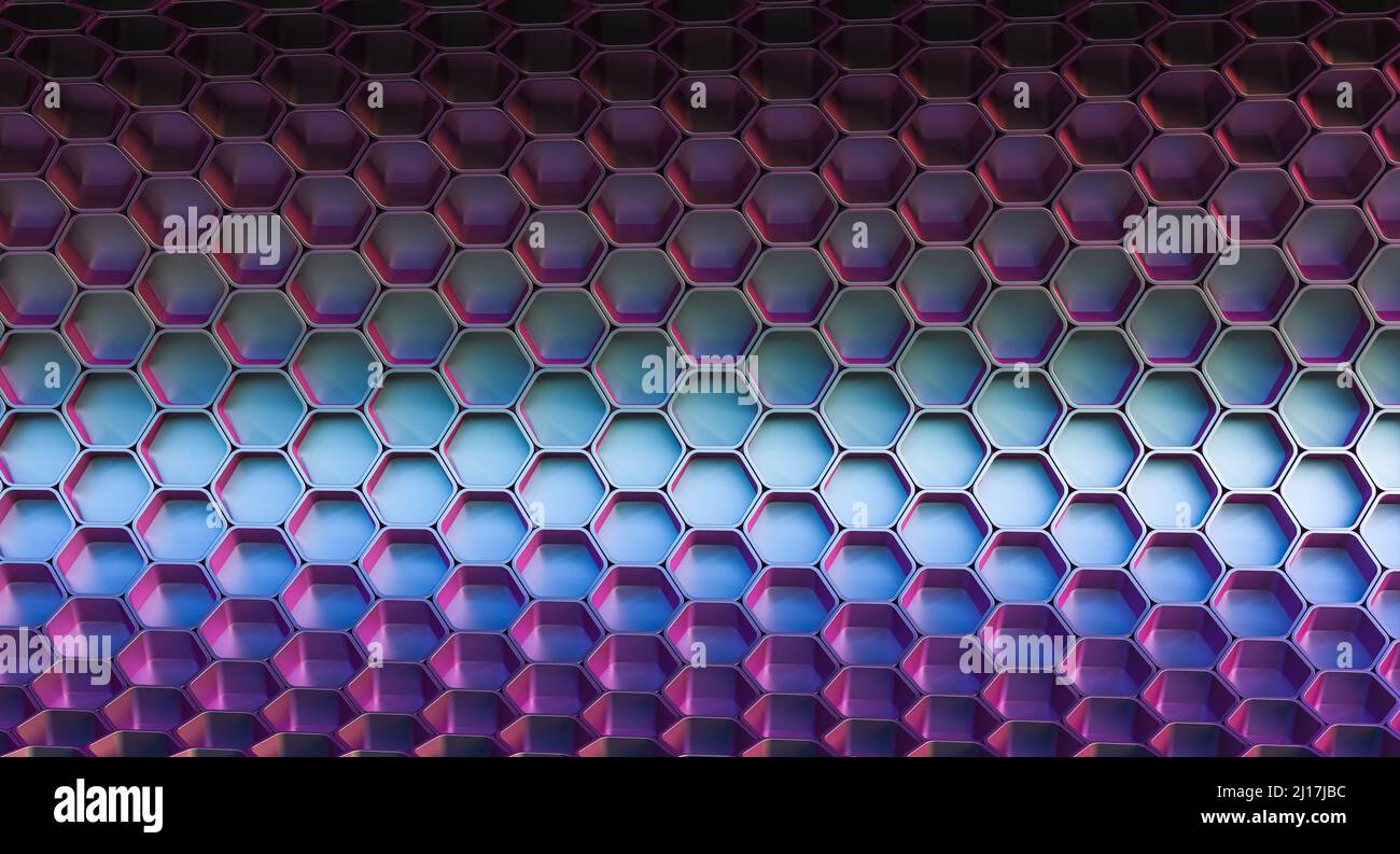 arrière-plan de cellule hexagonale abstrait. 3d rendu Banque D'Images