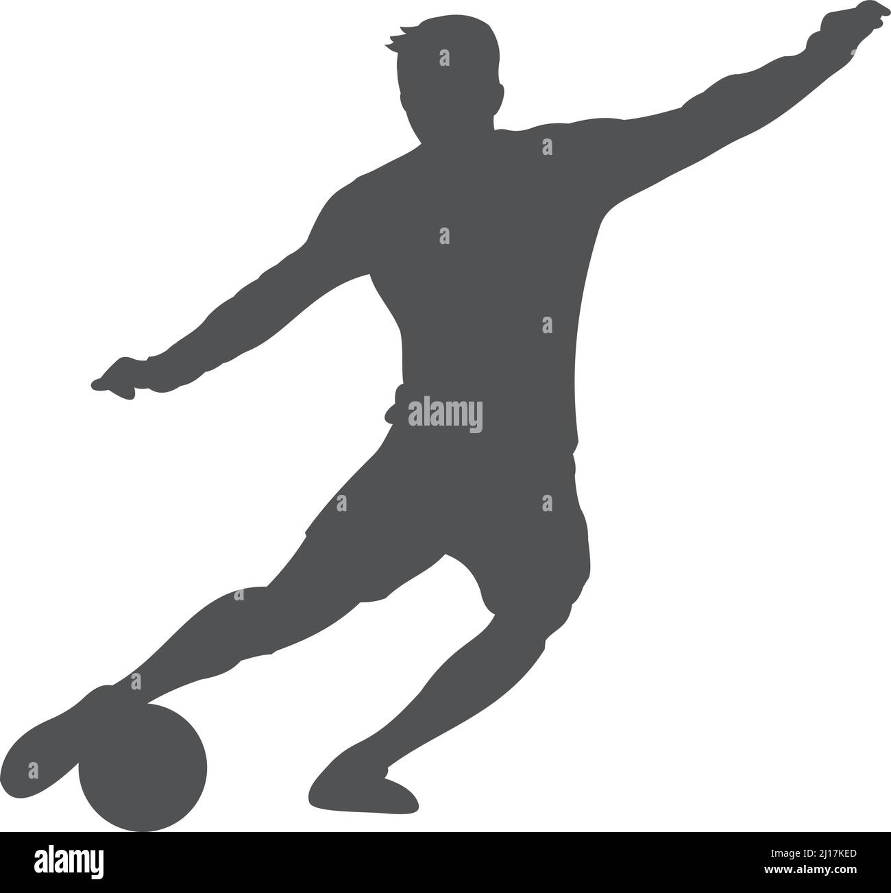 Balle de football de l'athlète. Silhouette de joueur de football Illustration de Vecteur