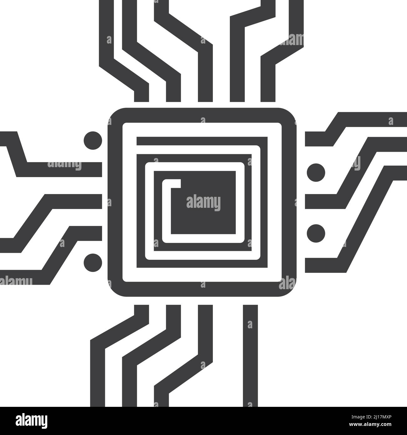 Icône CPU. Symbole de technologie informatique. Signe Microchip Illustration de Vecteur