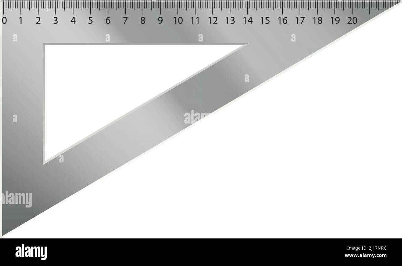 Outil Echelle du triangle. Règle de mesure en métal pour l'école Illustration de Vecteur