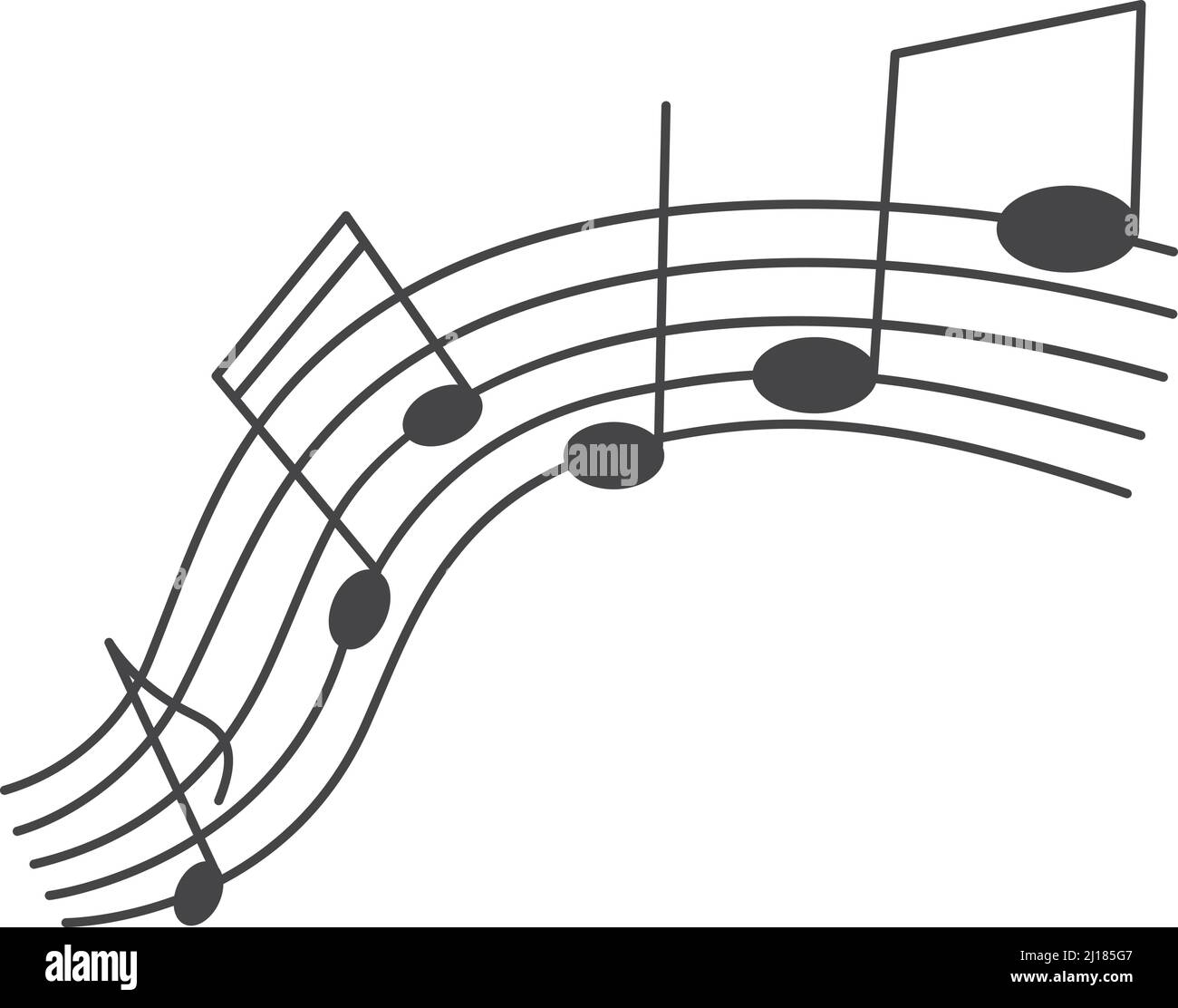 Notes de musique sur balance. Icône de ligne noire de mélodie isolée sur  fond blanc Image Vectorielle Stock - Alamy