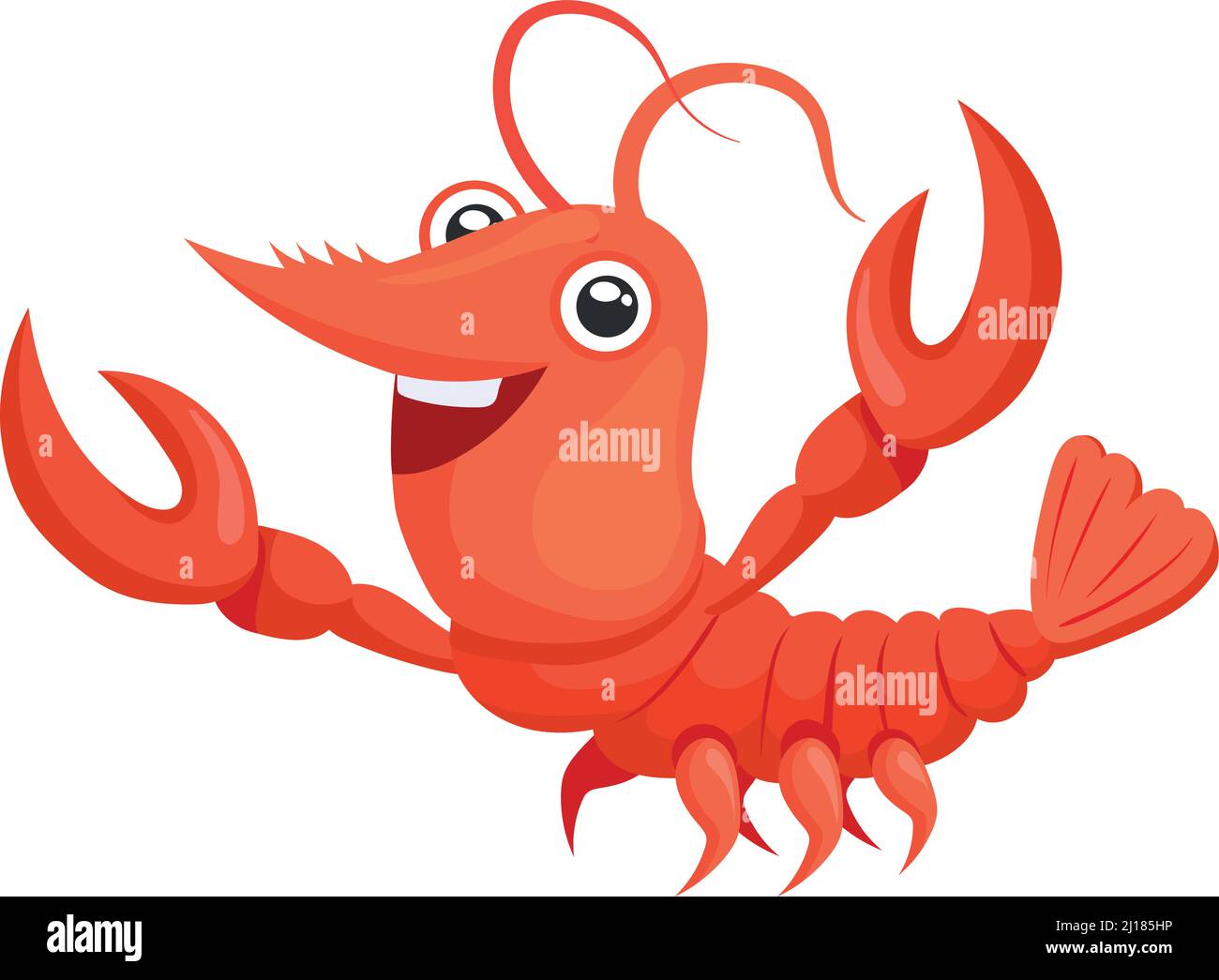 Drôle de personnage de homard. Dessin animé animal rouge avec de grands griffes isolées sur fond blanc Illustration de Vecteur