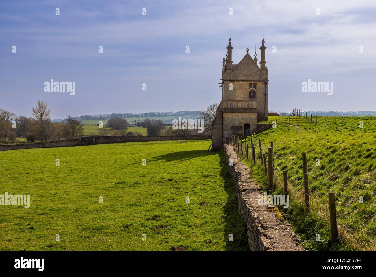 L'East Banqueting House de l'autre côté de la Coneygree (Rabbit Warren) à Chipping Campden, Cotswolds, Angleterre Banque D'Images