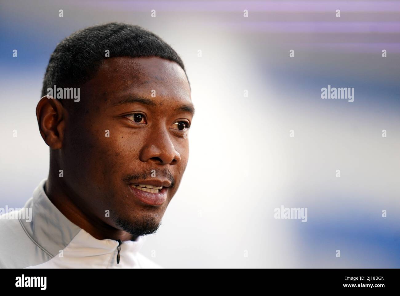 David Alaba, en Autriche, lors d'une séance d'entraînement au stade de Cardiff City. Date de la photo: Mercredi 23 mars 2022. Banque D'Images