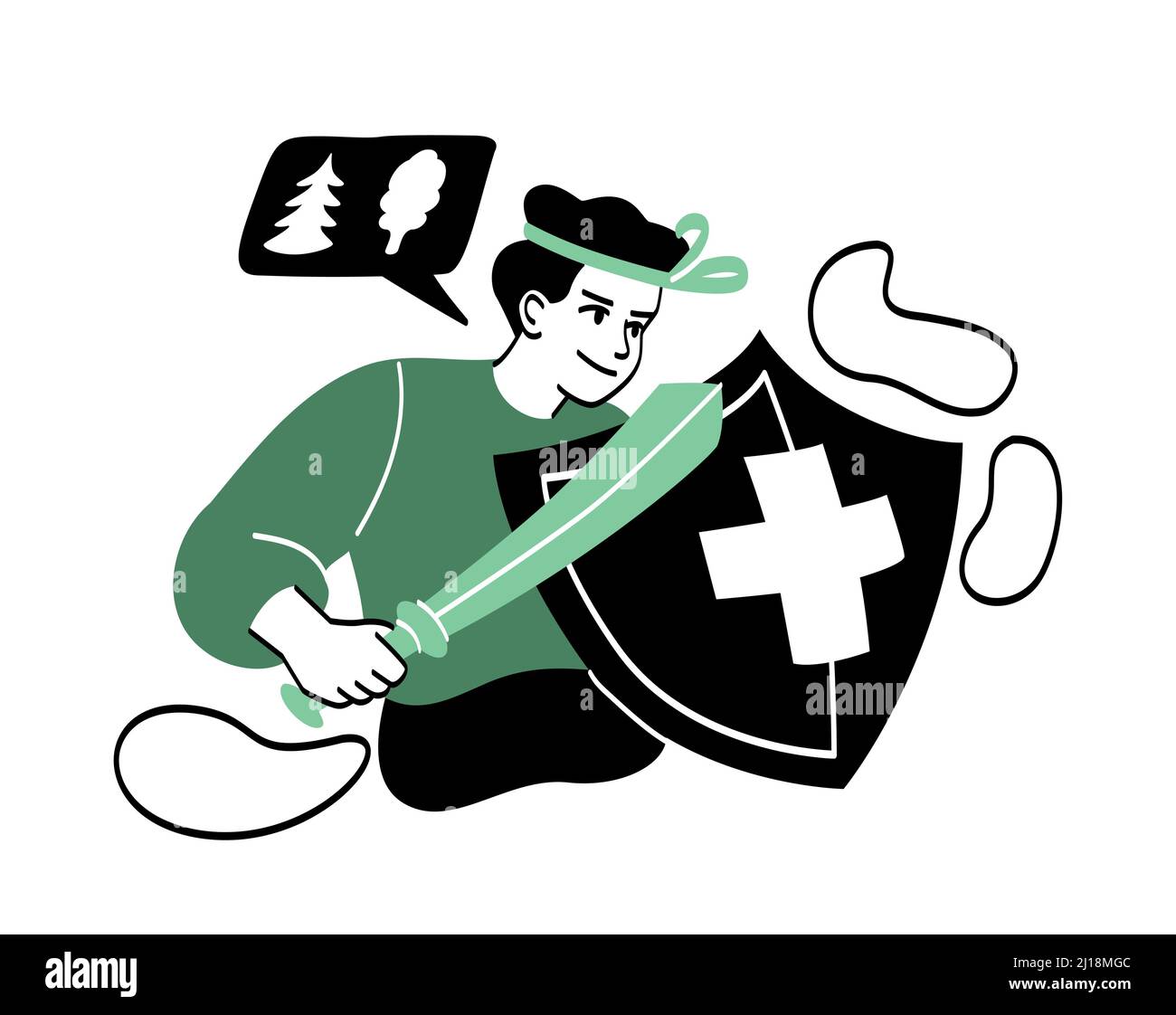 Personnes avec des boucliers protégeant Illustration de Vecteur